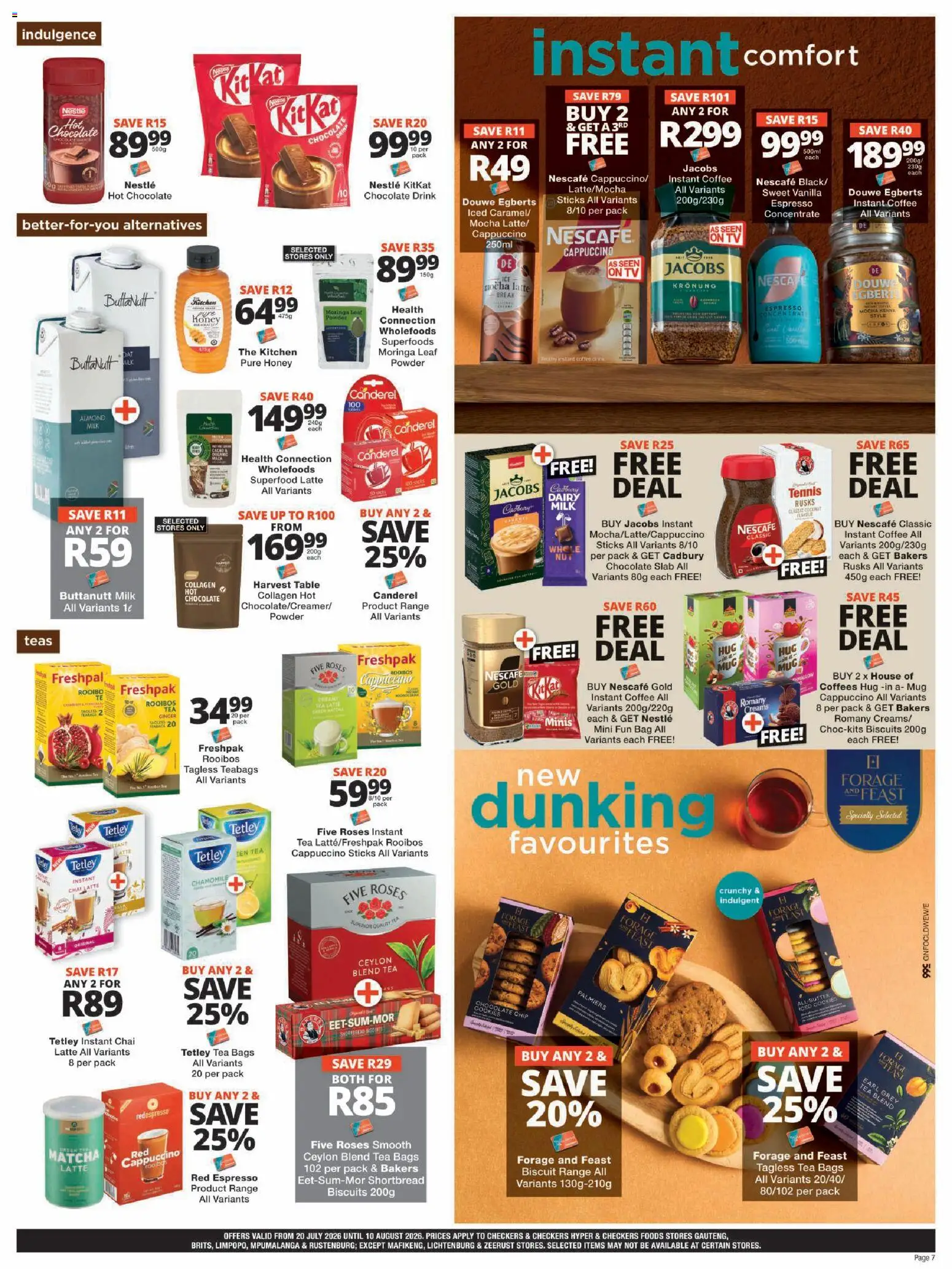 New Checkers catalogue – valid from 20/07/2026 | Page: 7 | Products: Milk, Powder, Tea, Estuche organizador de viaje
