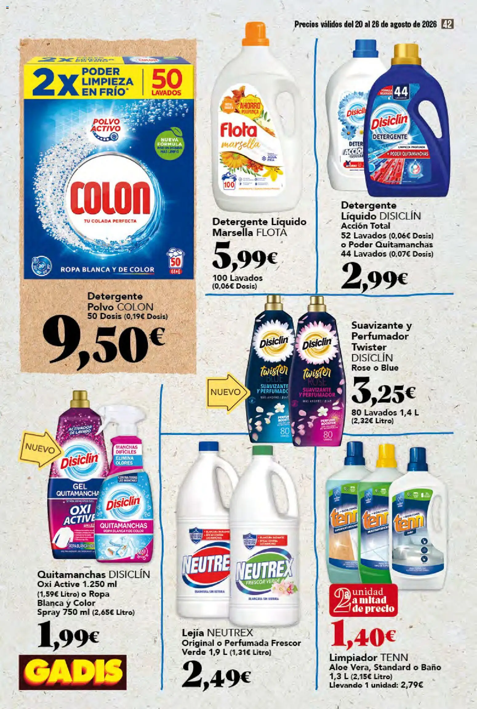 Gadis folleto │ válido desde el 20/08/2026 | Página: 42 | Productos: Polvo, Detergente, Ropa, Detergente líquido