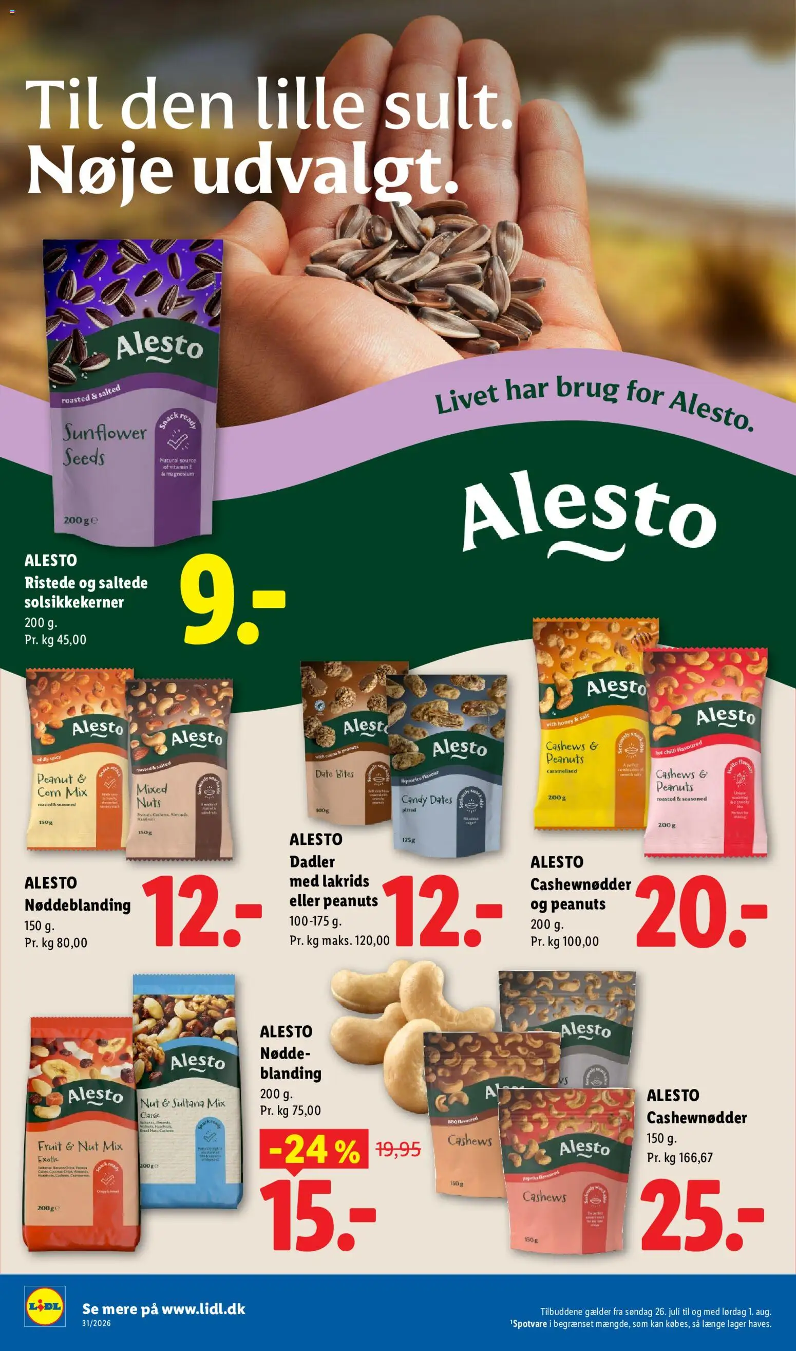 Lidl tilbudsavis – gyldig fra 26/07/2026 | Side: 24 | Produkter: Chilli, Lakrids, Cashewnødder, Dadler