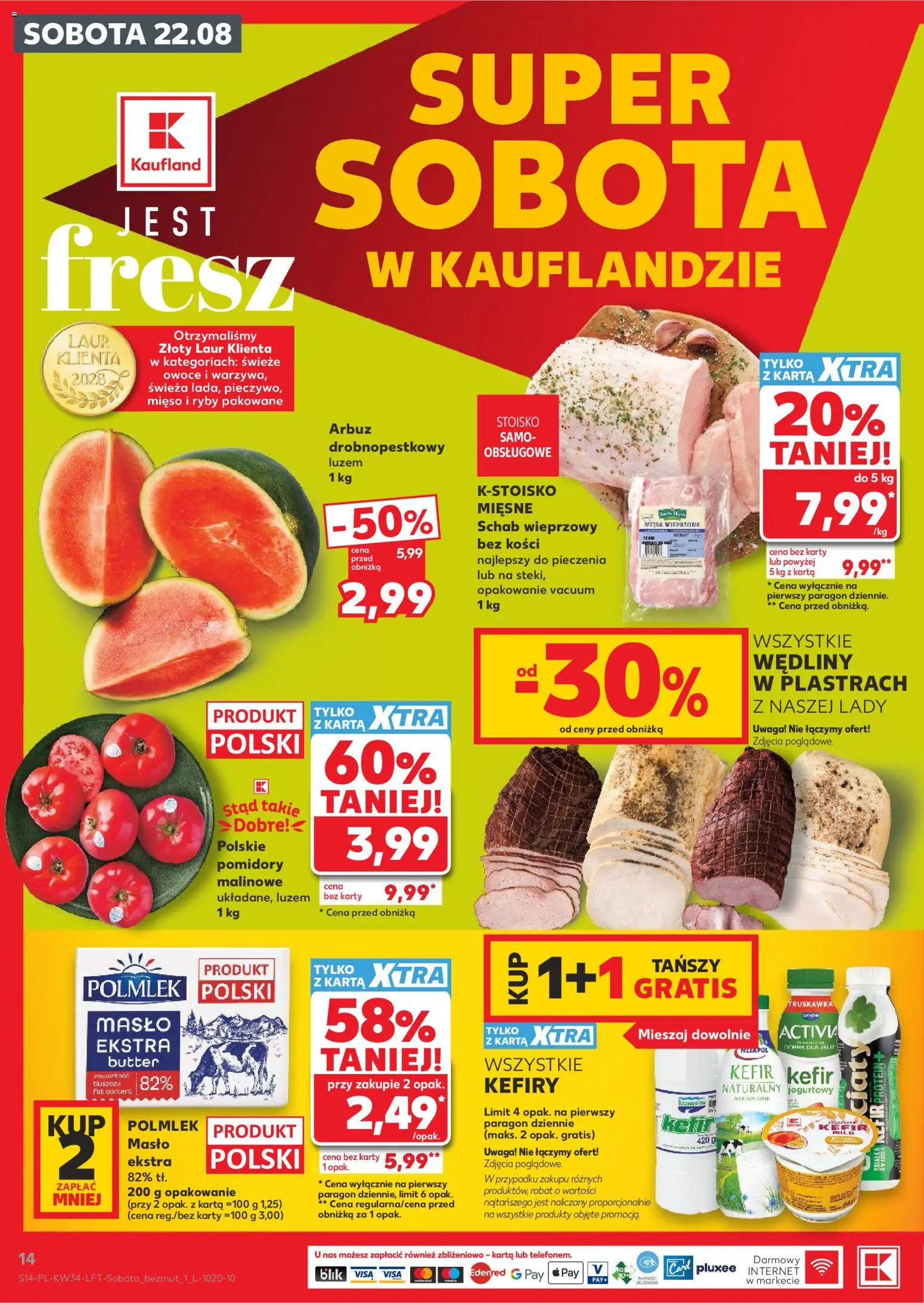 Kaufland gazetka od 20.08.2026 | Strona: 14 | Produkty: Schab wieprzowy, Schab wieprzowy bez kości, Masło, Wędliny