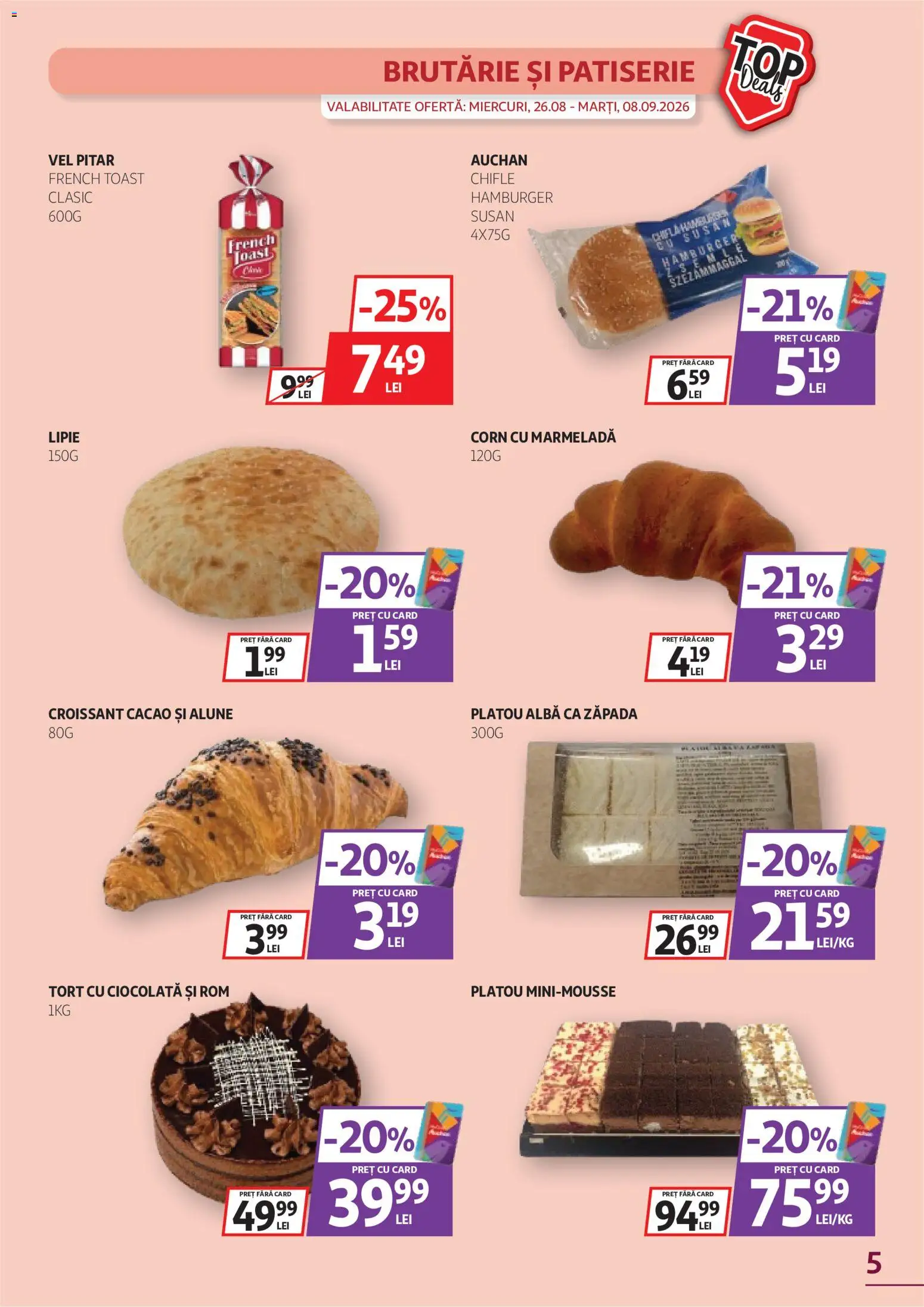 Noul catalog Auchan – valabil de la 26.08.2026 | Pagină: 5 | Produse: Alba, Tort, Alune, Cacao