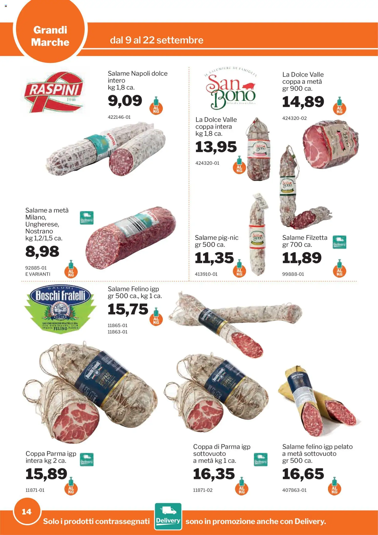 Volantino Sogegross del 09/09/2026 | Pagina: 14 | Prodotti: Salame