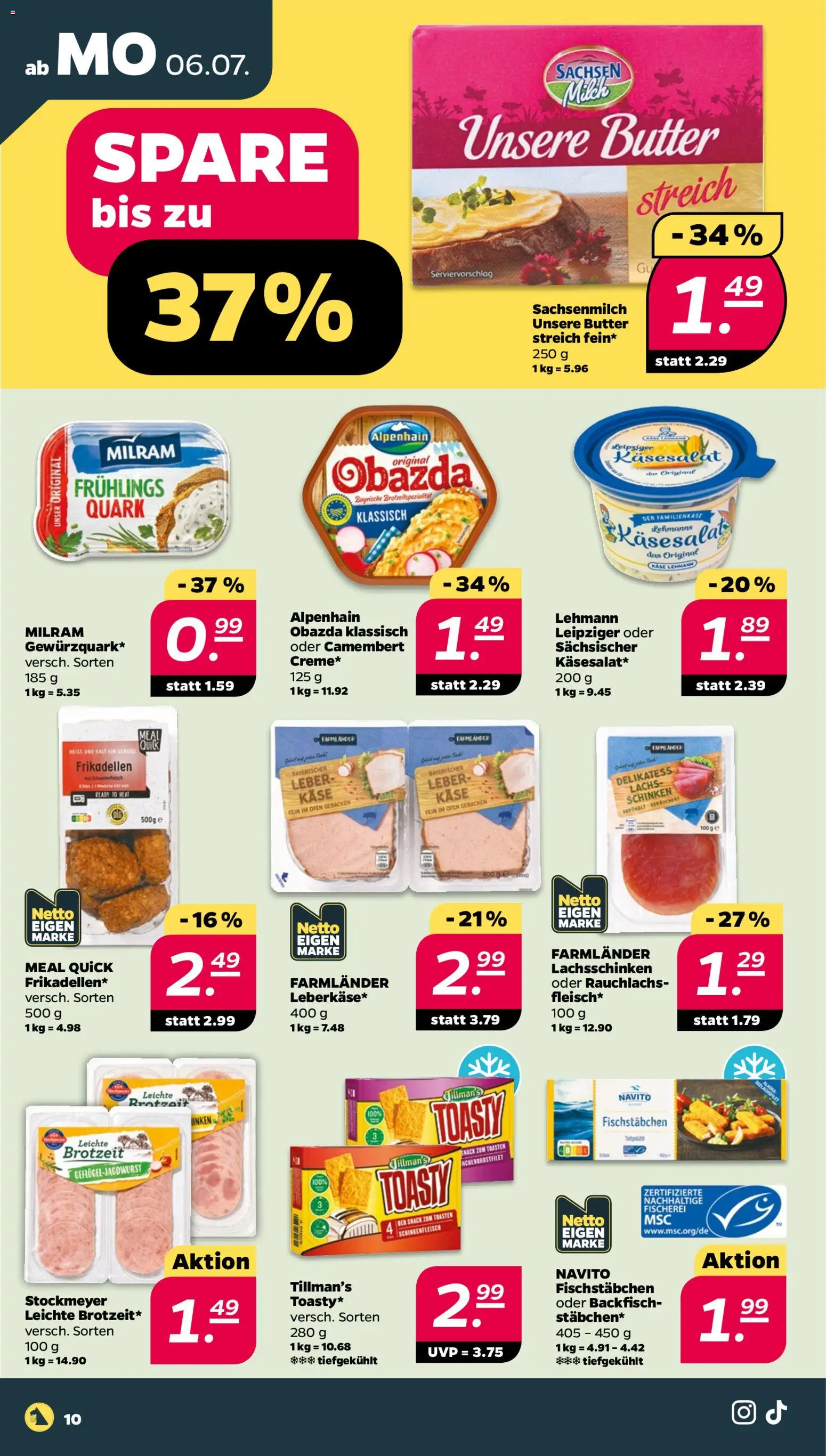 Netto Prospekt – gültig ab 06.07.2026 | Seite: 10 | Produkte: Ofen, Quark, Milch, Fischstabchen