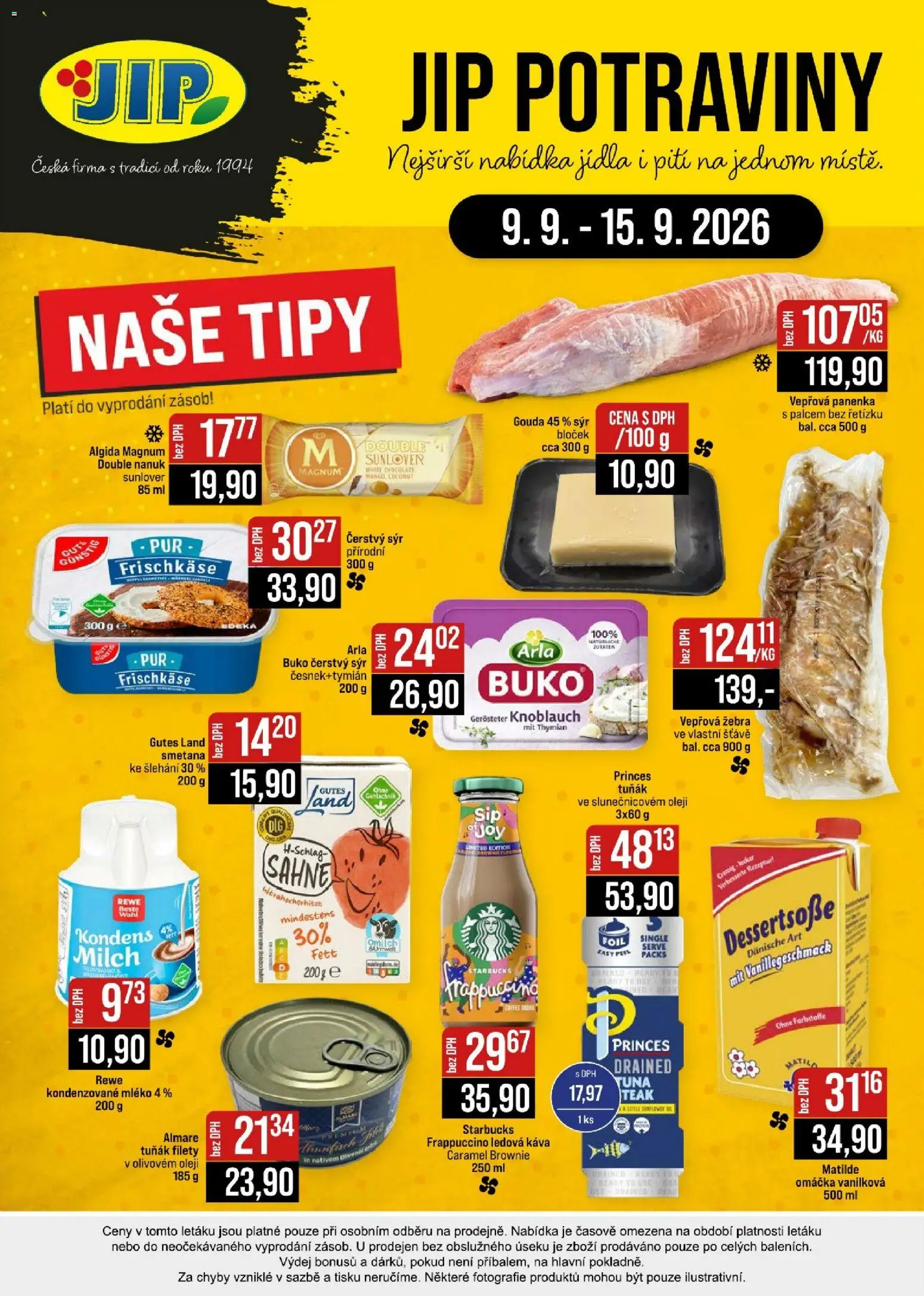 Jip leták - Cash & Carry od 09.09.2026 | Strana: 24 | Produkty: Panenka, Mléko, Smetana ke šlehání, Kondenzované mléko