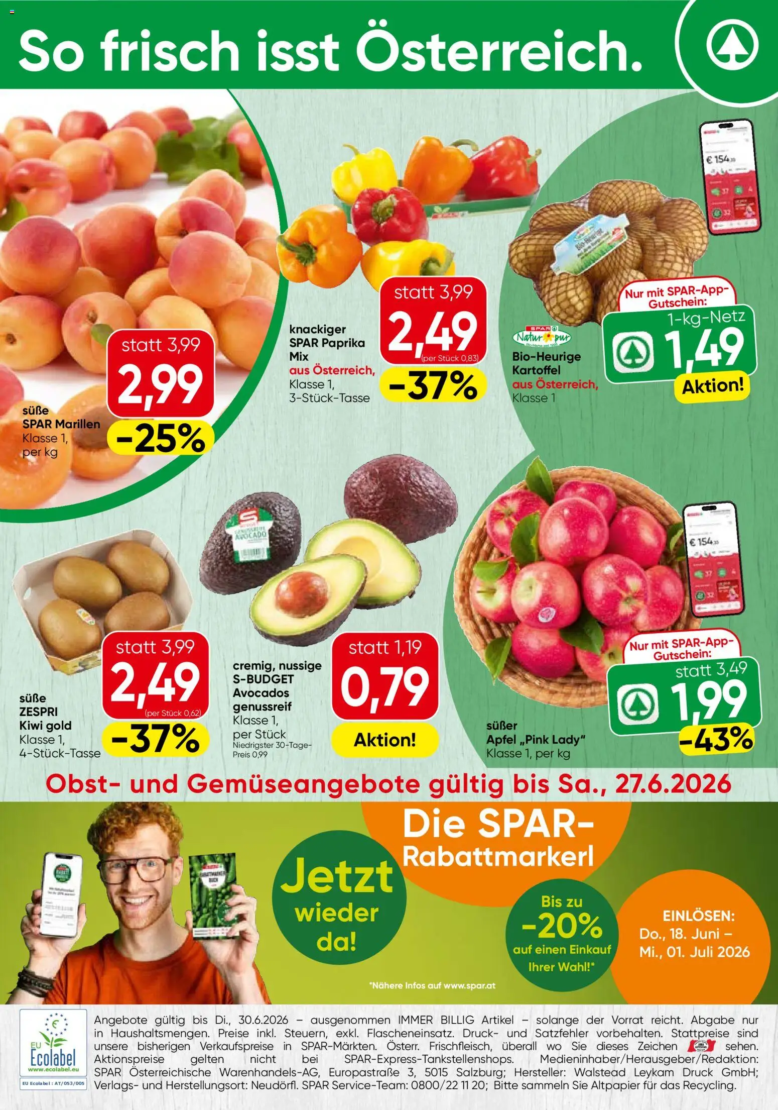 Spar Flugblatt - Tirol gültig ab 25.06.2026 | Seite: 12 | Produkte: Kiwi, Avocado, Obst, Äpfel