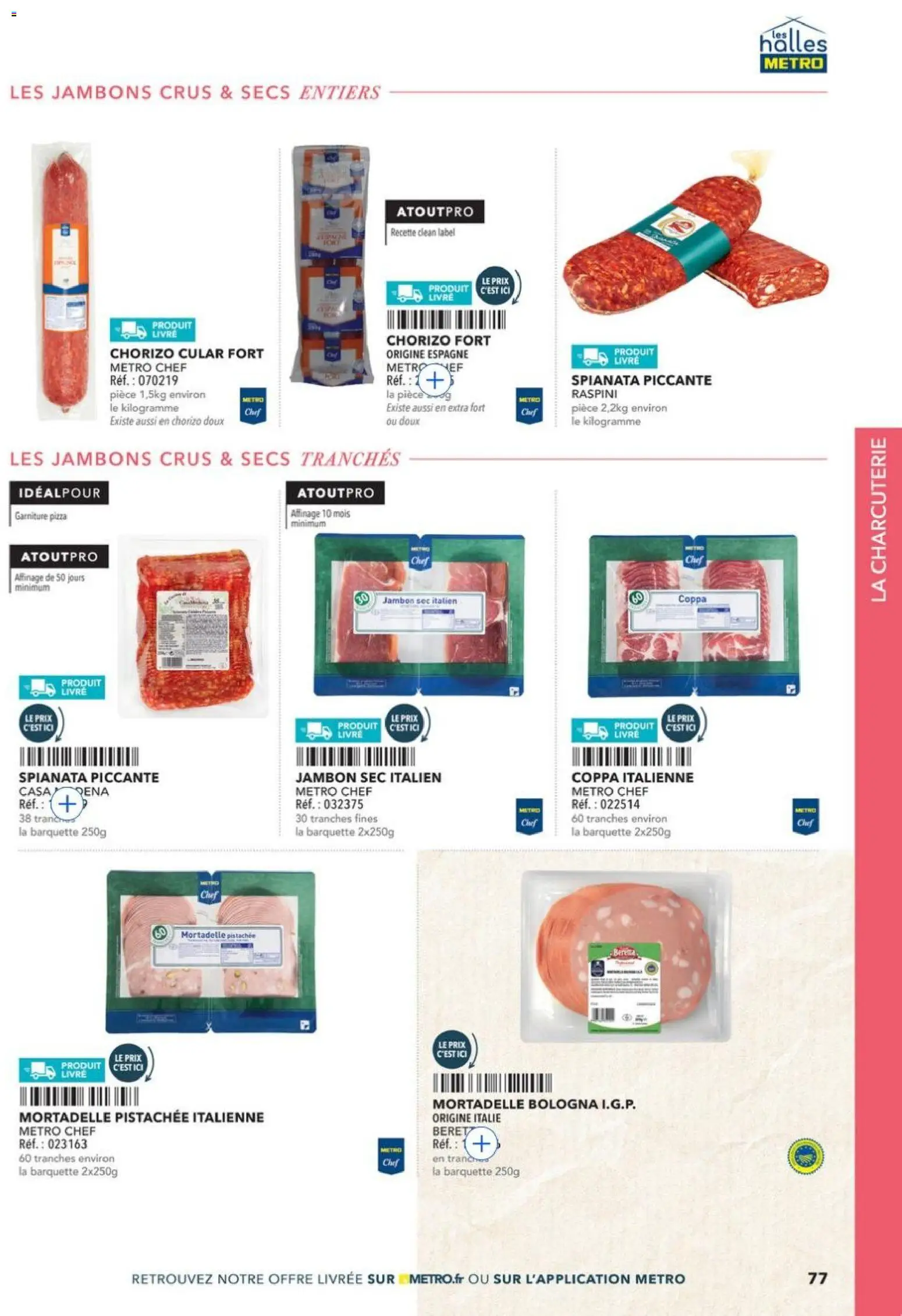 {H1} | Page: 77 | Produits: Chorizo, Jambon, Pizza, Livre