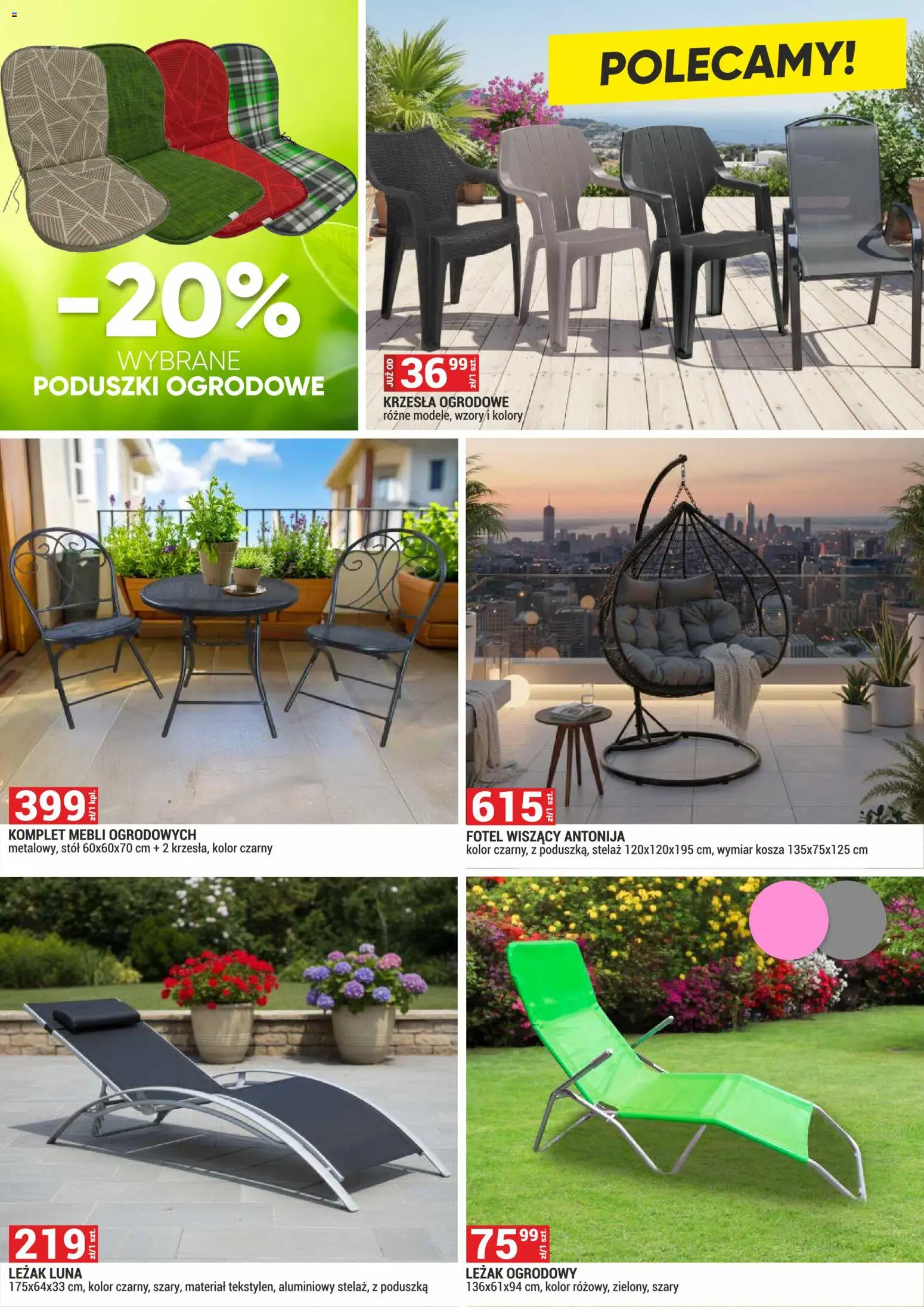 Merkury Market gazetka - Ogród od 01.07.2026 | Strona: 12 | Produkty: Poduszka, Fotel, Leżak, Stół