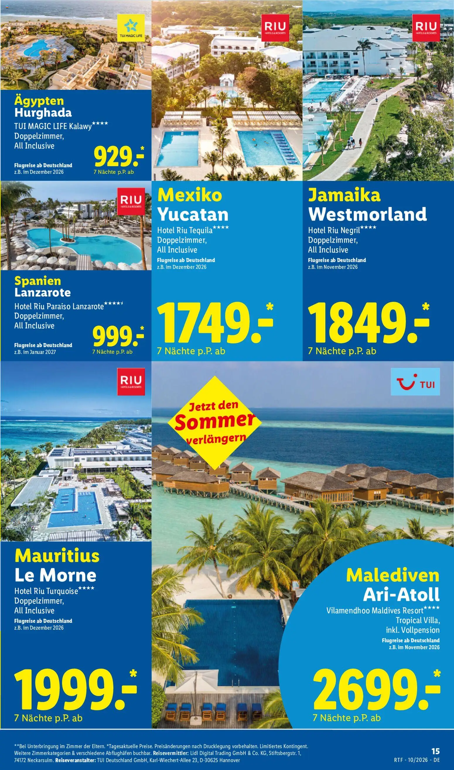 Lidl Reisen Oktober/November Reise-Highlights – gültig ab 14.10.2026 | Seite: 15 | Produkte: Tequila