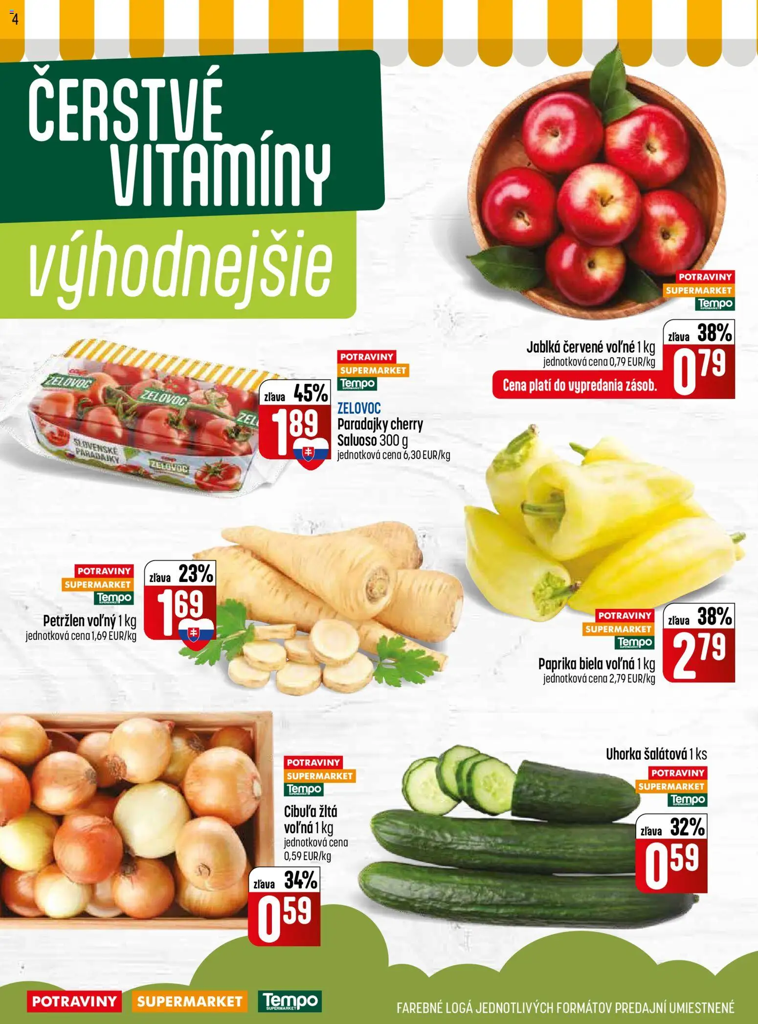 Nové COOP Jednota akcie – leták je platný od 07.05.2026 | Strana: 4 | Produkty: Jablká, Paradajky, Cibuľa, Petržlen
