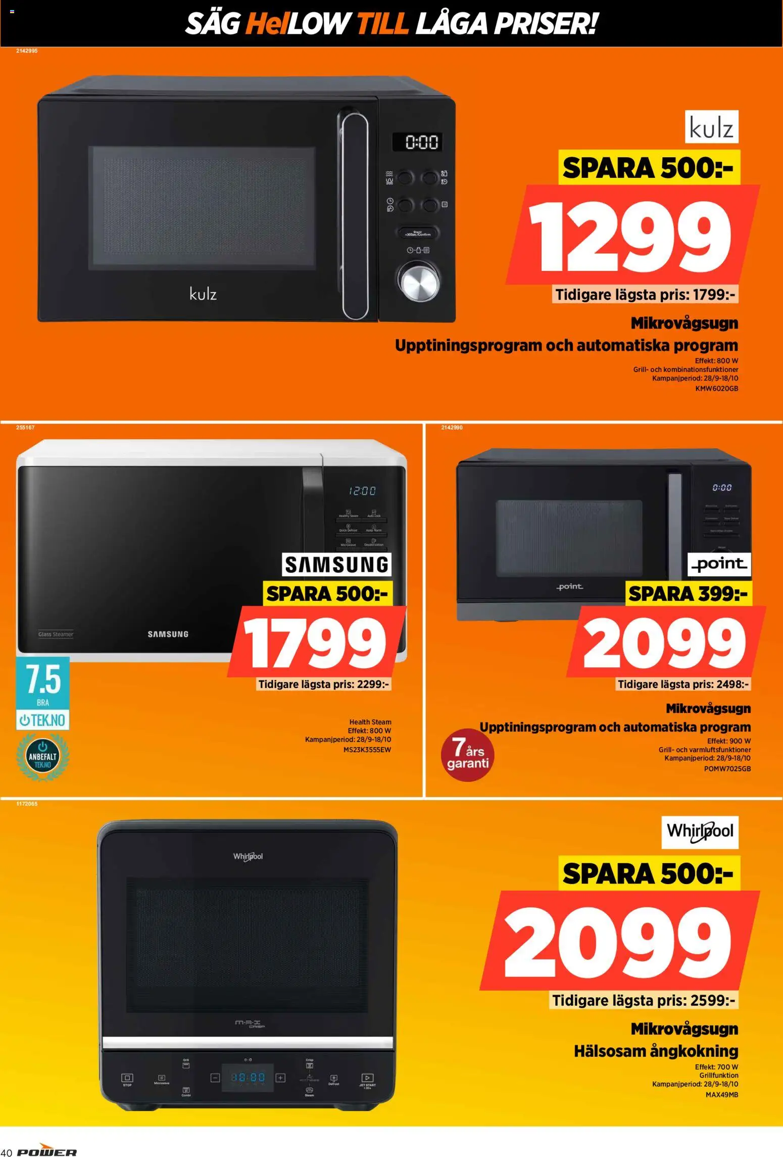 Power reklamblad aktuell från 28/09/2026 | Sida: 40 | Produkter: Grill, Såg, Glass, Mikrovågsugn