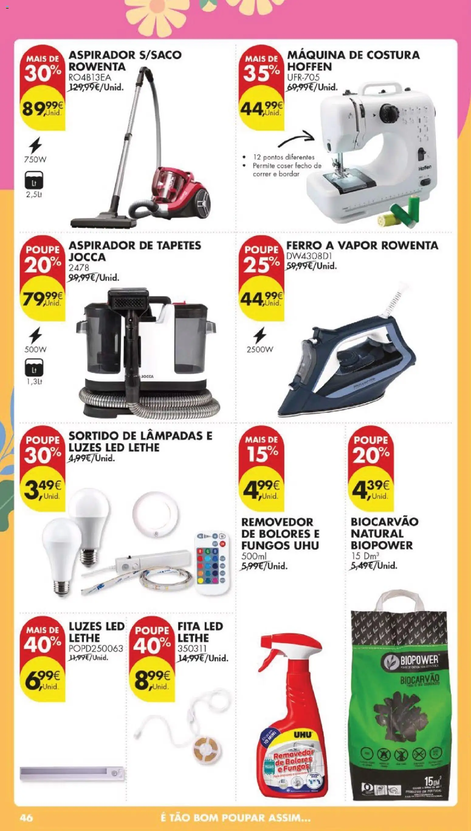 Pingo Doce folheto │ válido de 21.04.2026 | Página: 50 | Produtos: Ferro a vapor, Ferro, Aspirador, Máquina de costura