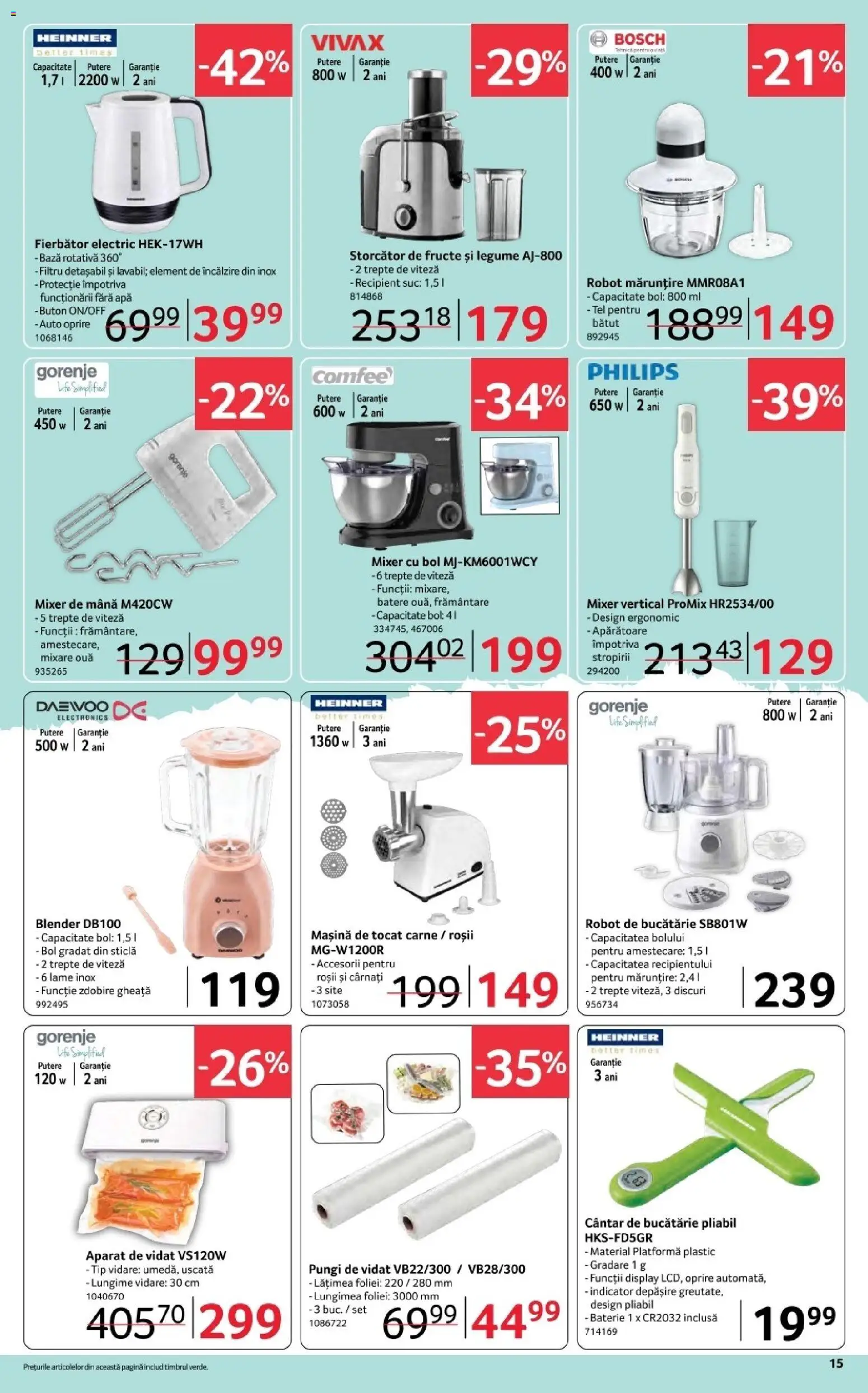 Noul catalog Selgros – valabil de la 06.03.2026 | Pagină: 15 | Produse: Mașină de tocat, Ouă, Suc, Roșii