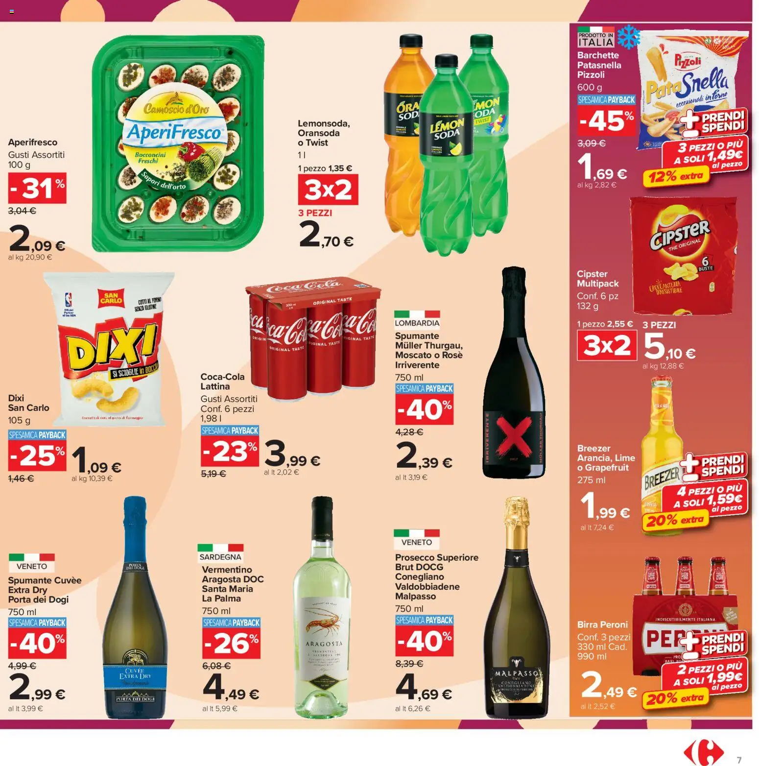 Volantino Carrefour del 16.06.2026 | Pagina: 7 | Prodotti: Birra, Lime, Spumante, Coca Cola