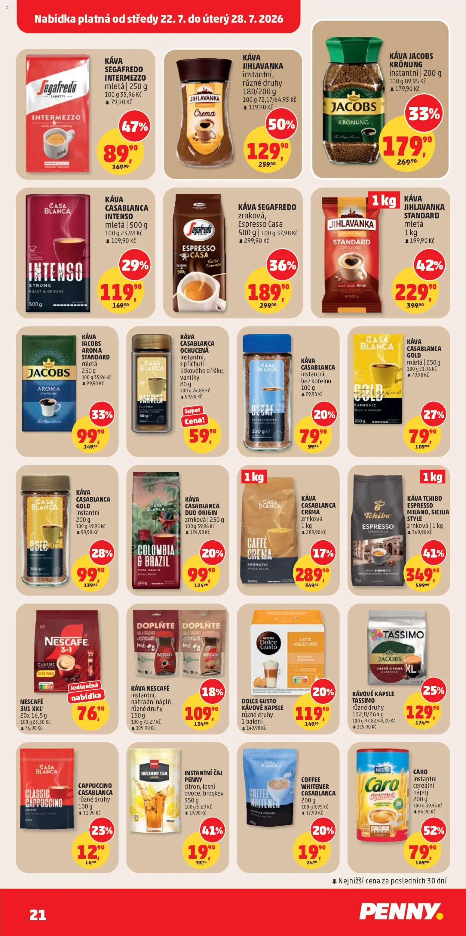 Penny Market leták od 22.07.2026 | Strana: 21 | Produkty: Tassimo, Káva, Segafredo Intermezzo, Tchibo