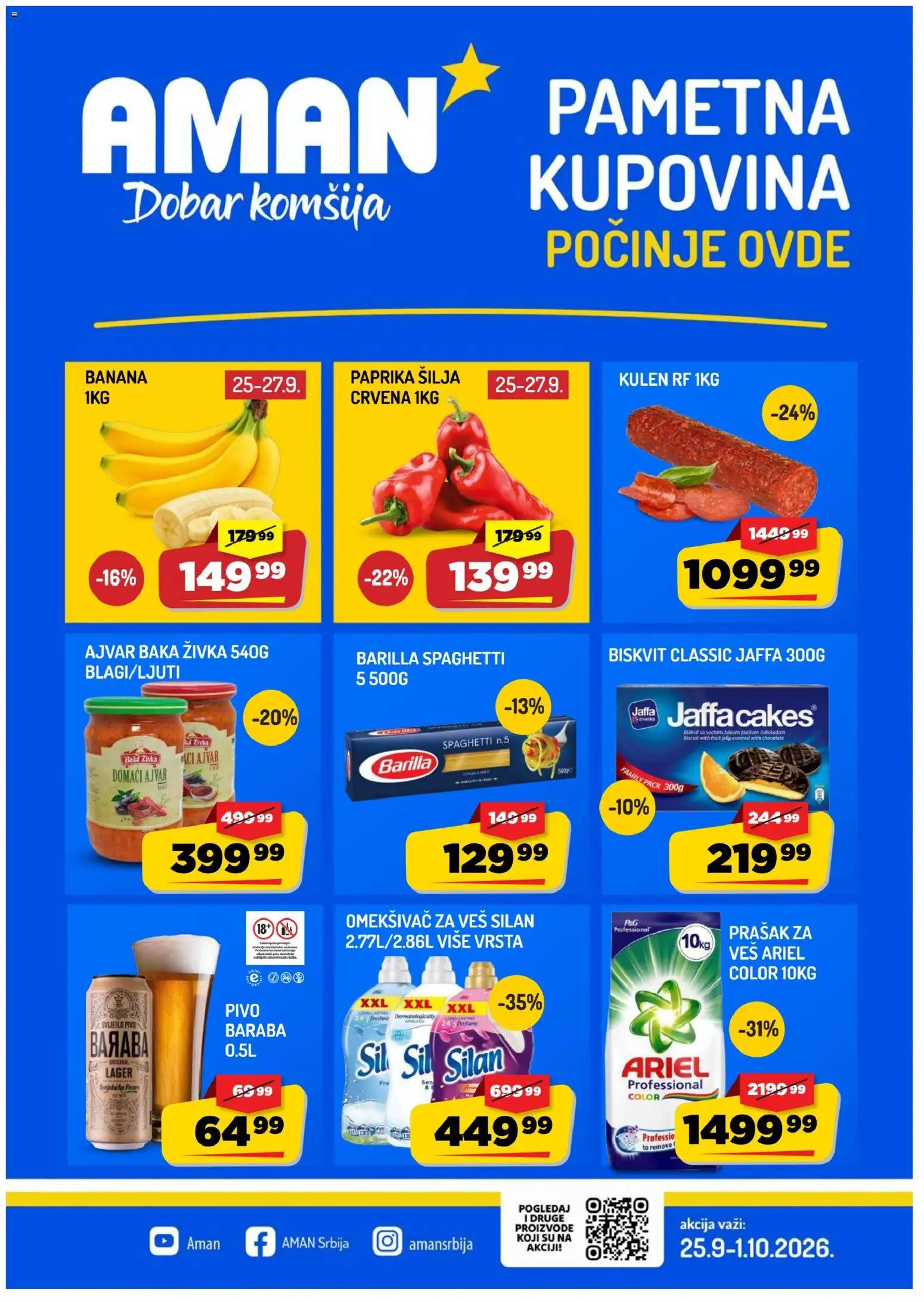Aman katalog - važi od 25.09.2026 | Strana: 1 | Proizvode: Barilla, Paprika, Silan, Banane