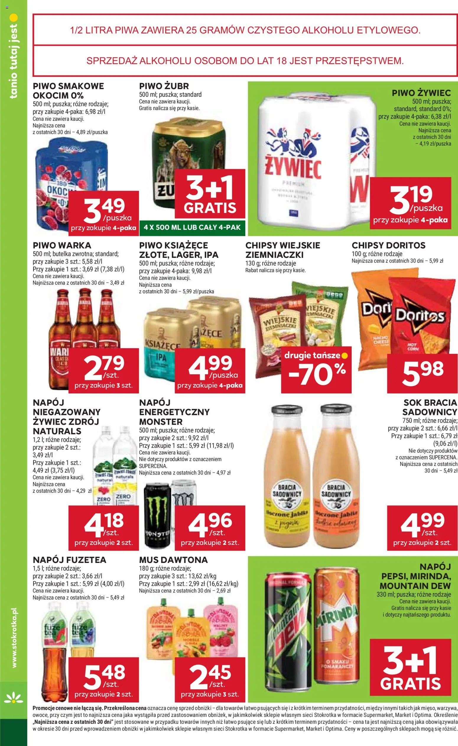 Stokrotka gazetka - Market od 01.10.2026 | Strona: 32 | Produkty: Mus dawtona, Piwo książęce, Sok, Piwo