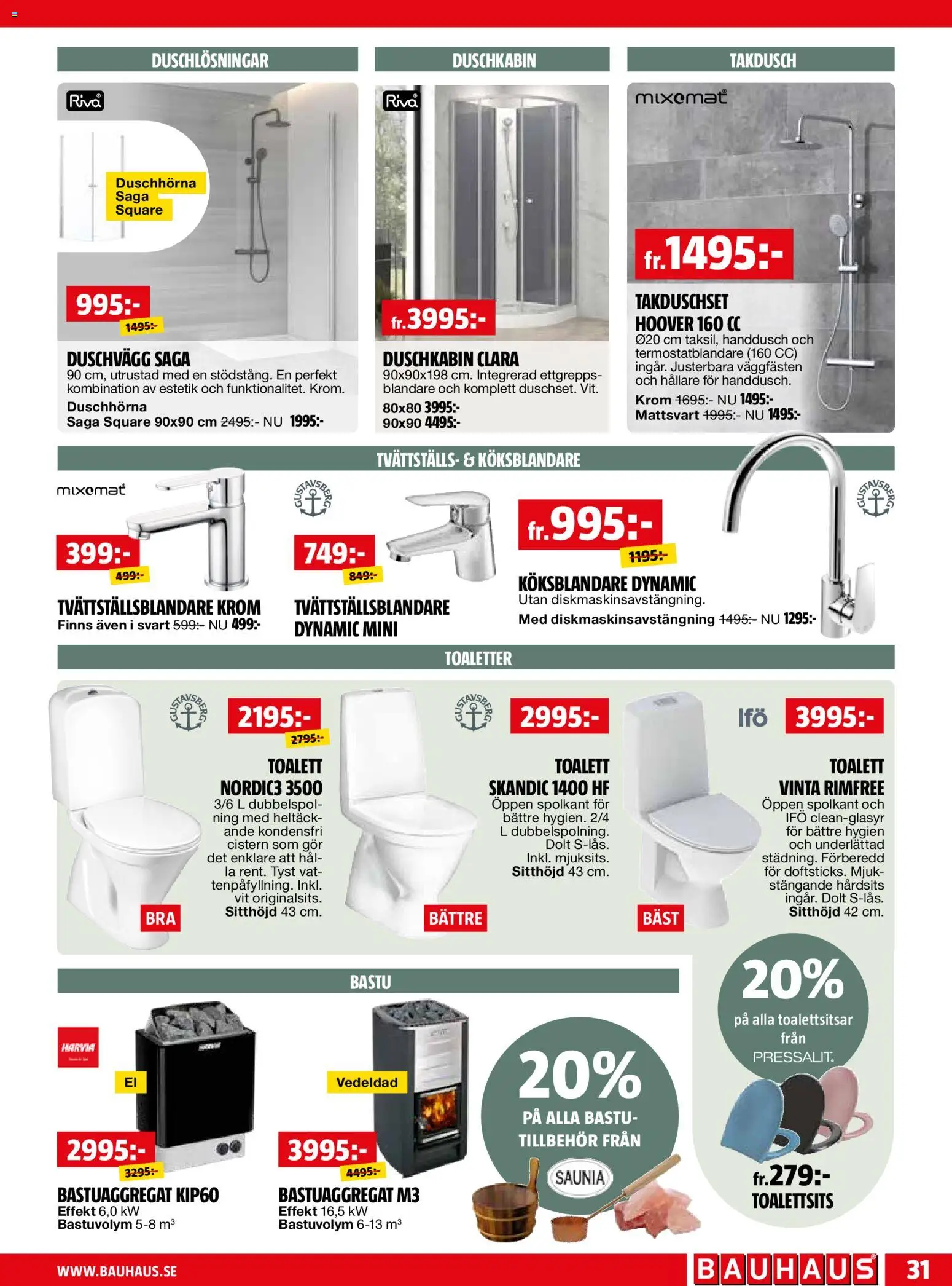 Bauhaus reklamblad aktuell från 01.05.2026 | Sida: 31 | Produkter: Toalett