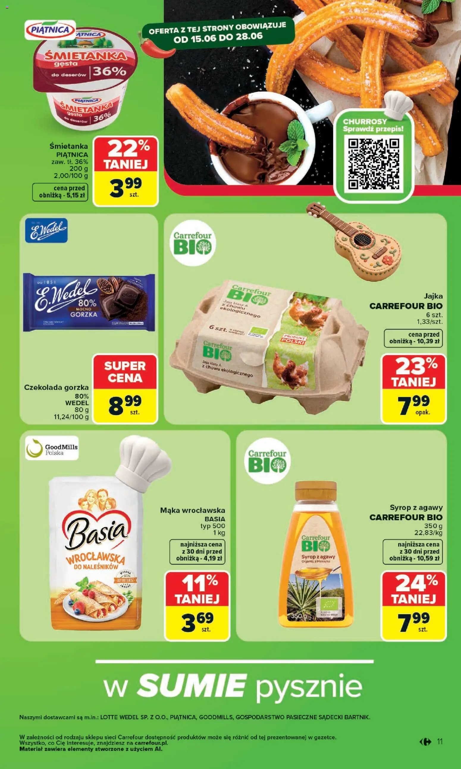 Carrefour gazetka - Kuchnia meksykańska od 15.06.2026 | Strona: 11 | Produkty: Syrop, Czekolada gorzka, Jajka, Jaja
