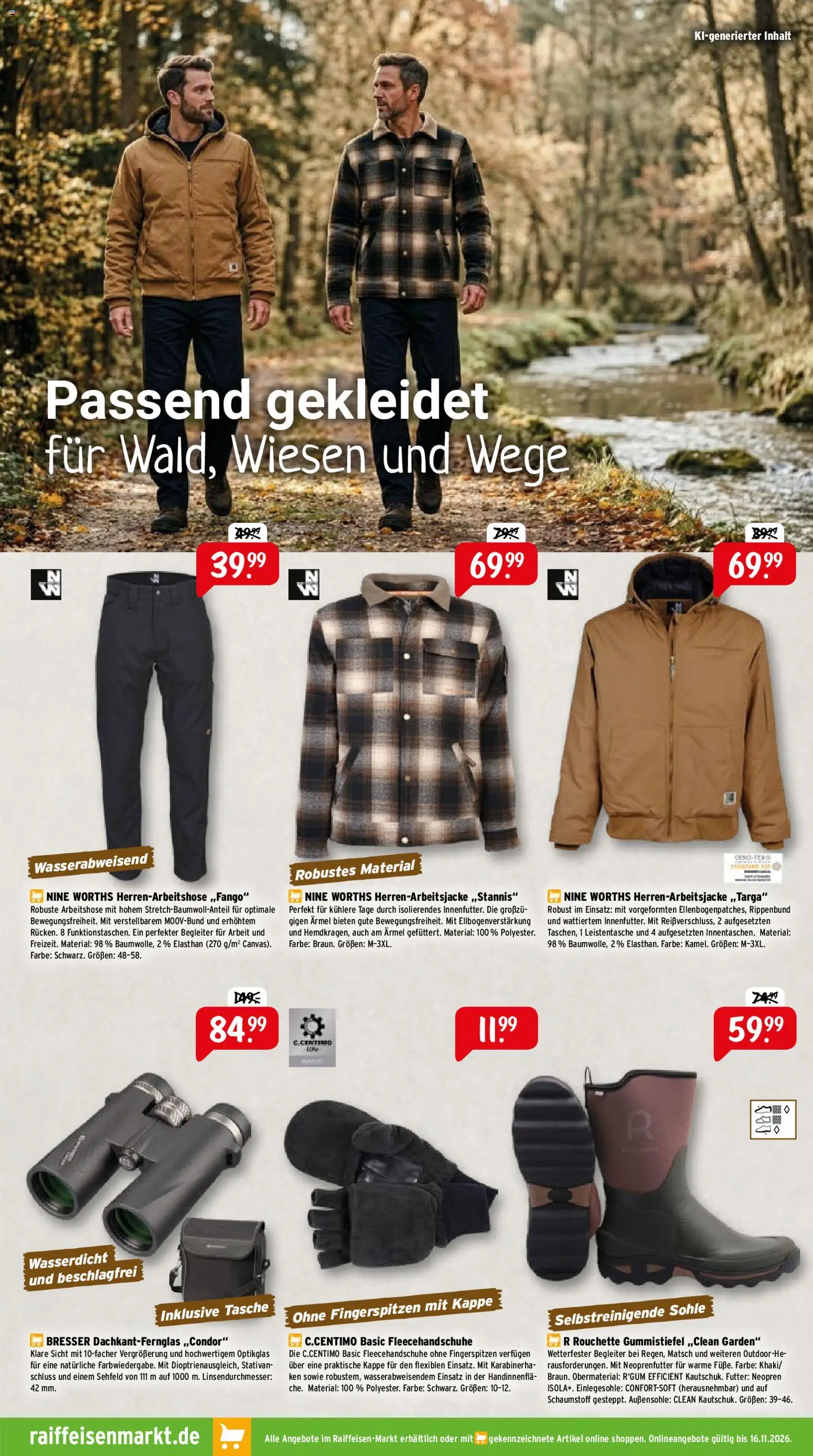 Raiffeisen Markt Prospekt – gültig ab 01.11.2026 | Seite: 5 | Produkte: Tasche, Gummistiefel, Kappe