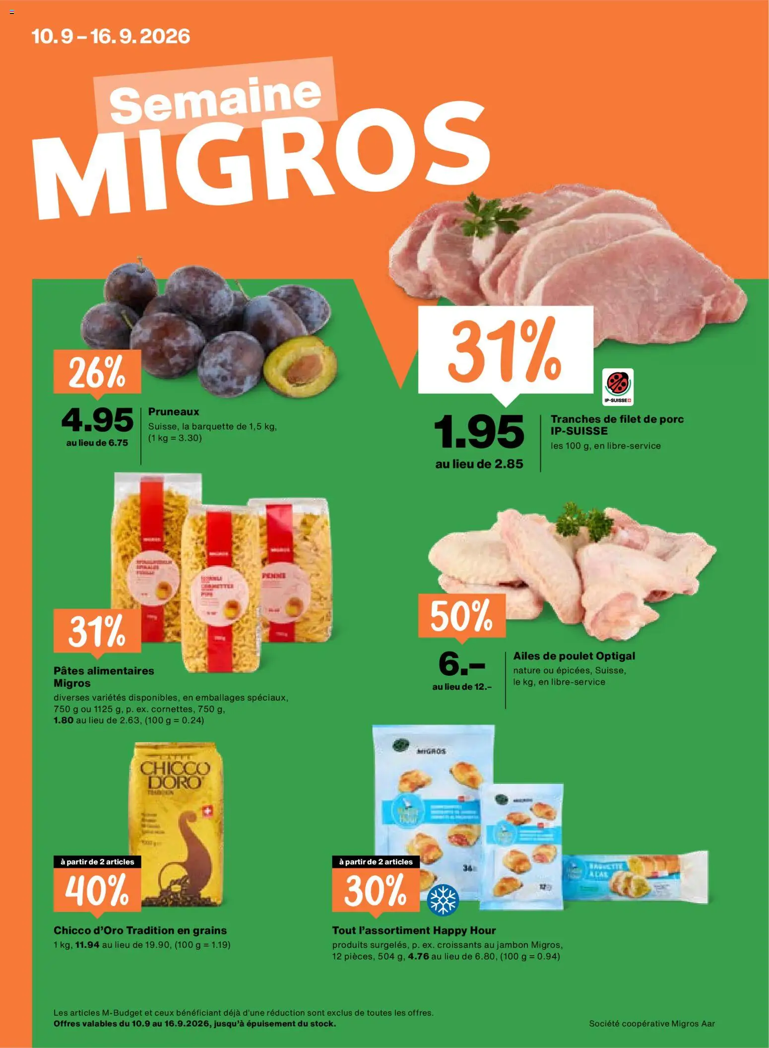 Migros aktionen FR – gültig ab 10.09.2026 | Seite: 1 | Produkte: Pasta
