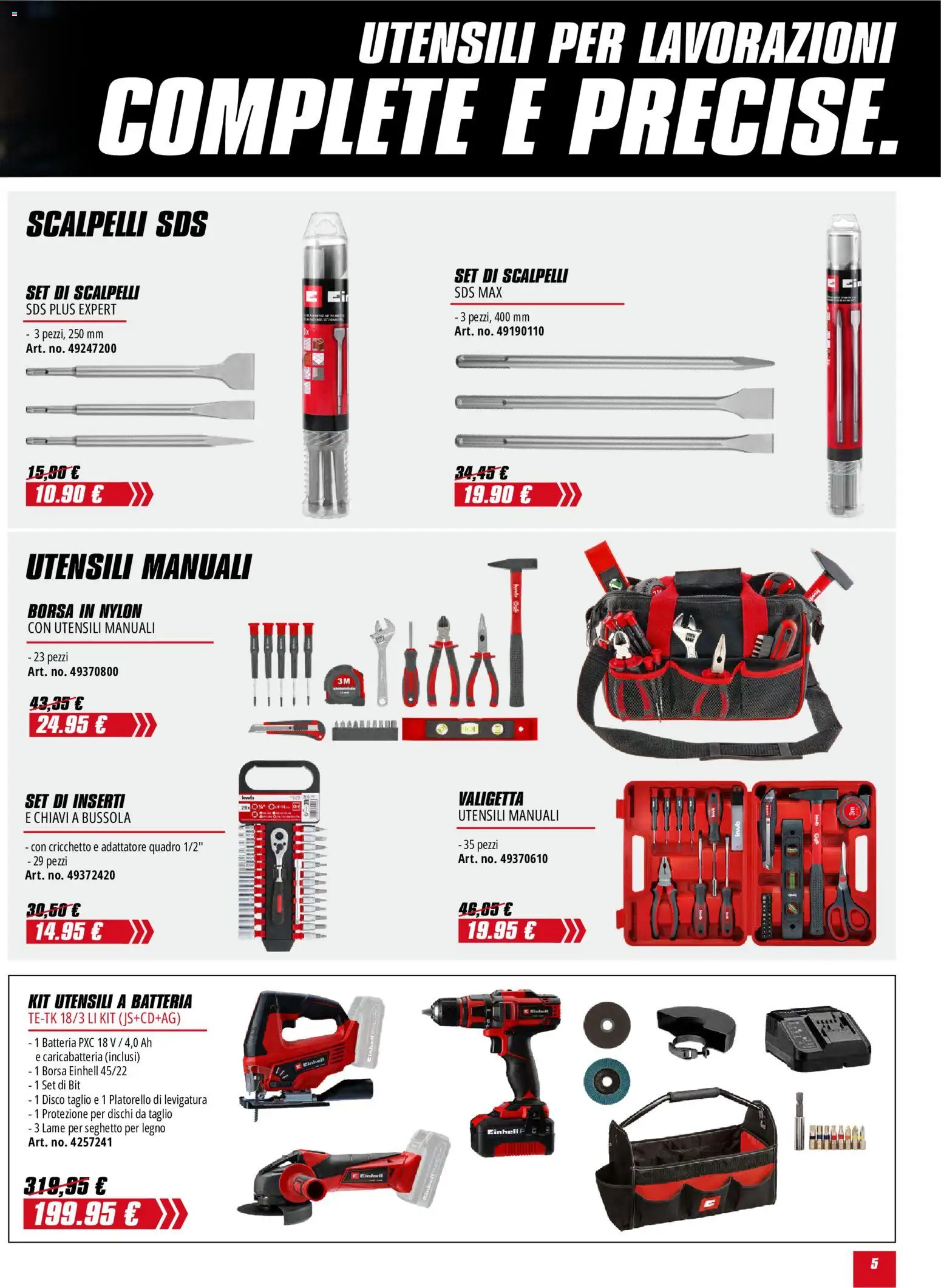 Volantino Einhell del 01/10/2026 | Pagina: 5 | Prodotti: Taglio, Utensili manuali, Adattatore, Batteria