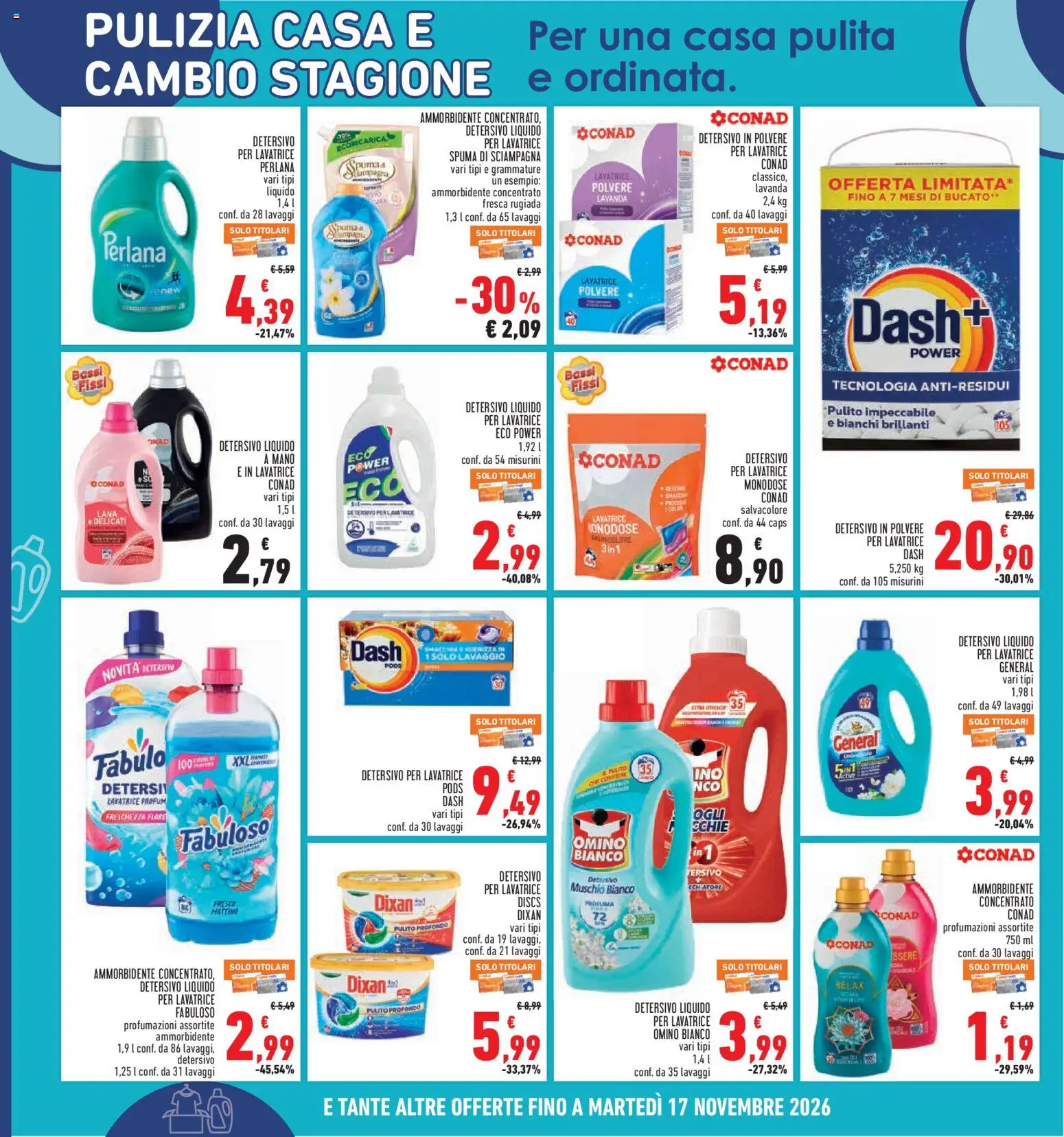 Volantino Conad del 05/11/2026 | Pagina: 28 | Prodotti: Detersivo in polvere, Ammorbidente, Lavatrice, Lavanda