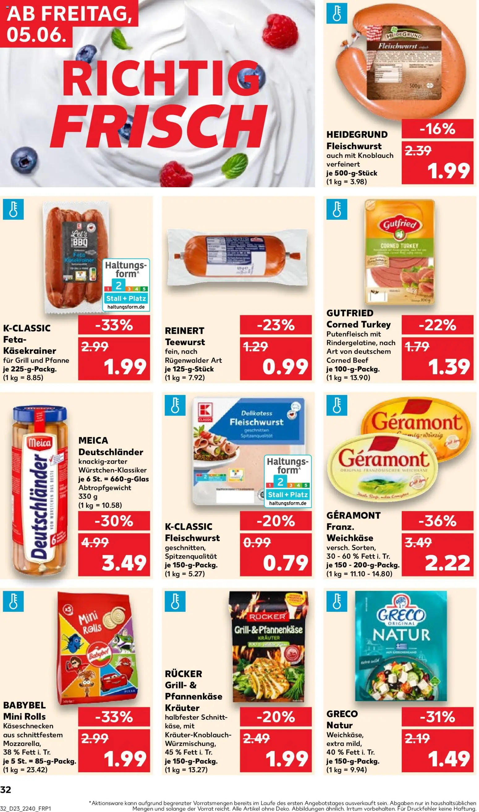 Kaufland Prospekt Stuttgart – gültig ab 04.06.2026 | Seite: 32 | Produkte: Grill, Geramont, Knoblauch, Babybel