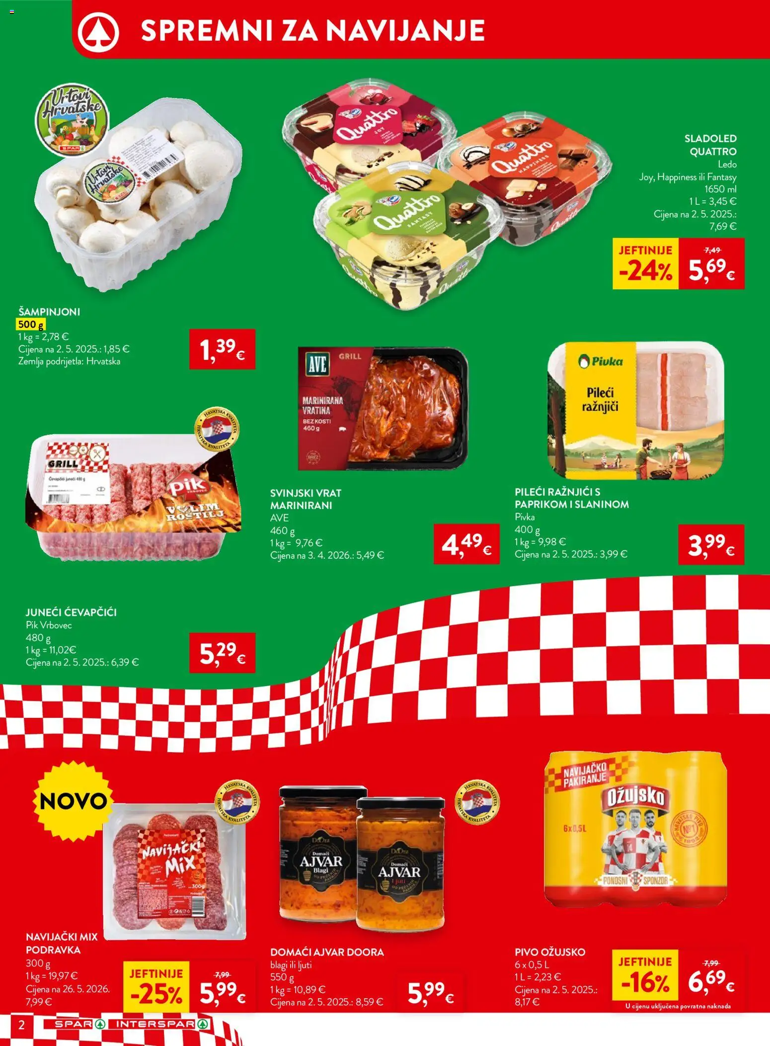 Spar katalog | vrijedi od 24.06.2026 | Stranica: 2 | Proizvodi: Pivo, Ajvar, Pik Vrbovec, Ćevapčići
