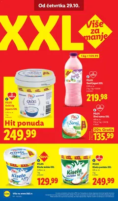 PILOS Kiselo mleko XXL, Kiselo mleko XXL 2,8% m. m. 1 kg - pregled Lidl kataloga - važi od 29.10.2026 | Strana: 54 | Proizvode: Kiselo mleko, Namaz, Mleko, Pavlaka