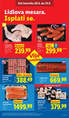 SELECT & GO Aki ili Toshi Sushi Box, 190/200 g 1 kg = 2000.-/1900.- - pregled Lidl kataloga - važi od 28.05.2026 | Strana: 17 | Proizvode: Svinjska rebra, Losos, Pakovanje, Kobasica
