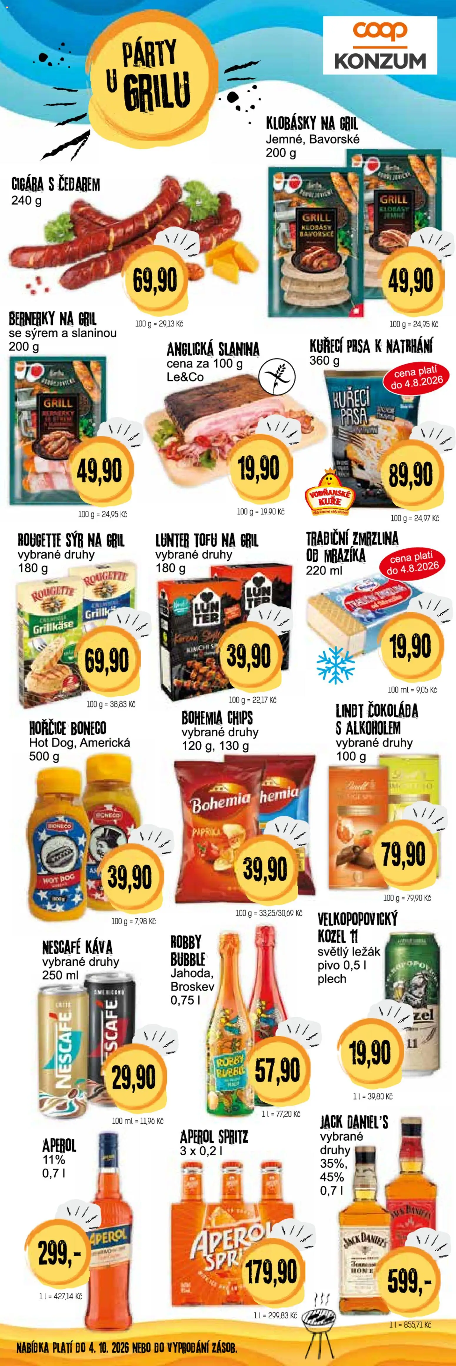 Konzum leták od 22.07.2026 | Strana: 4 | Produkty: Zmrzlina, Anglická slanina, Nescafé, Bohemia chips