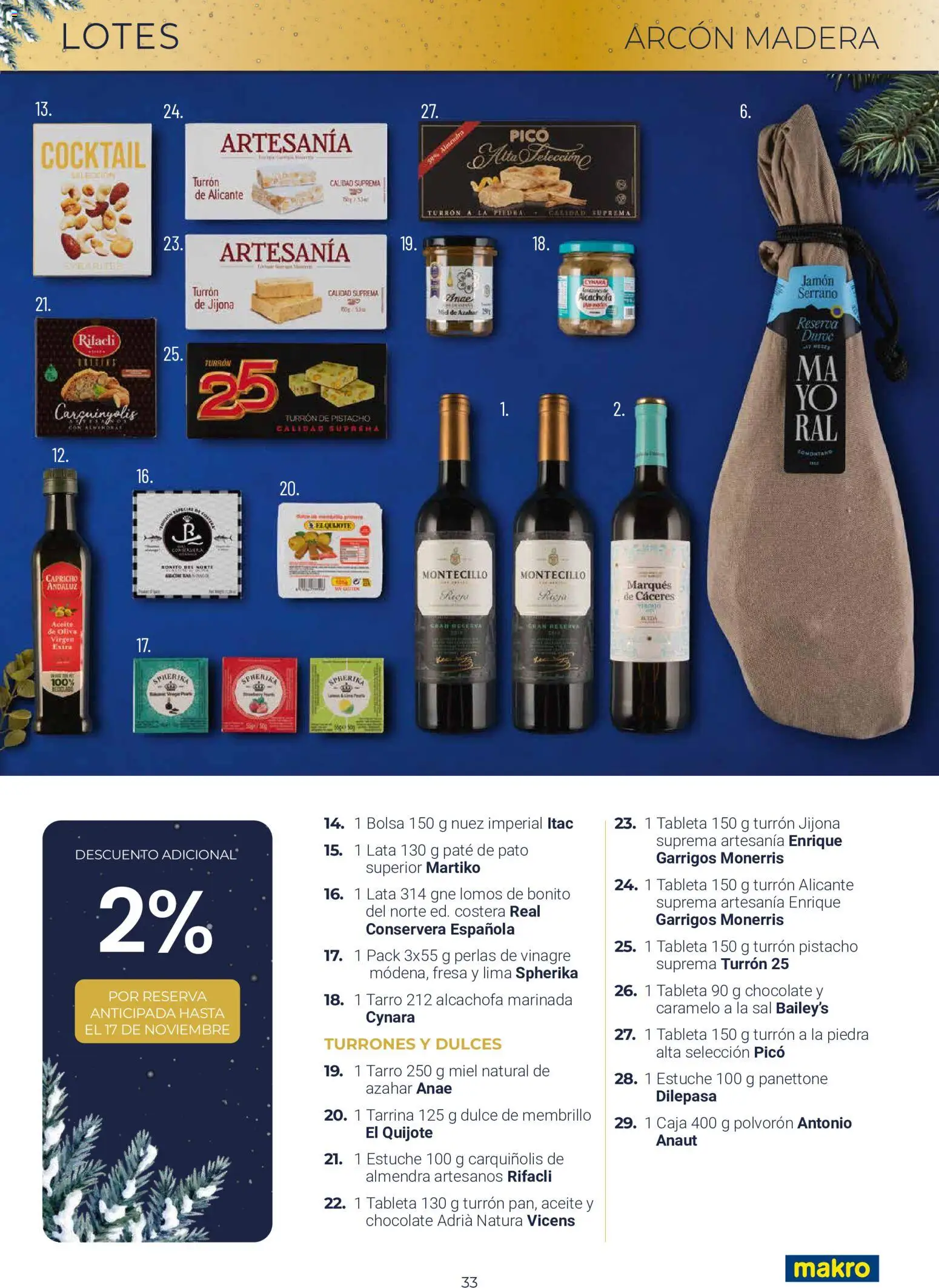 Makro Lotes y Cestas Navidad Centro │ válido desde el 03/09/2026 | Página: 33 | Productos: Jamón, Tableta, Pato, Caja