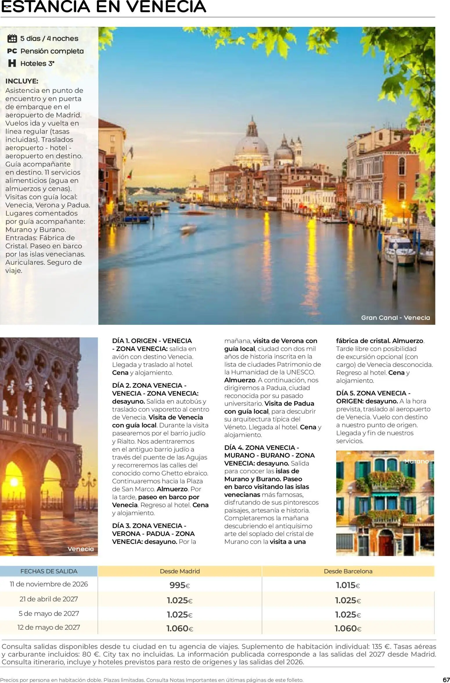 Viajes El Corte Inglés folleto Destinos Otoño y Primavera │ válido desde el 01/07/2026 | Página: 67 | Productos: PC, Agua