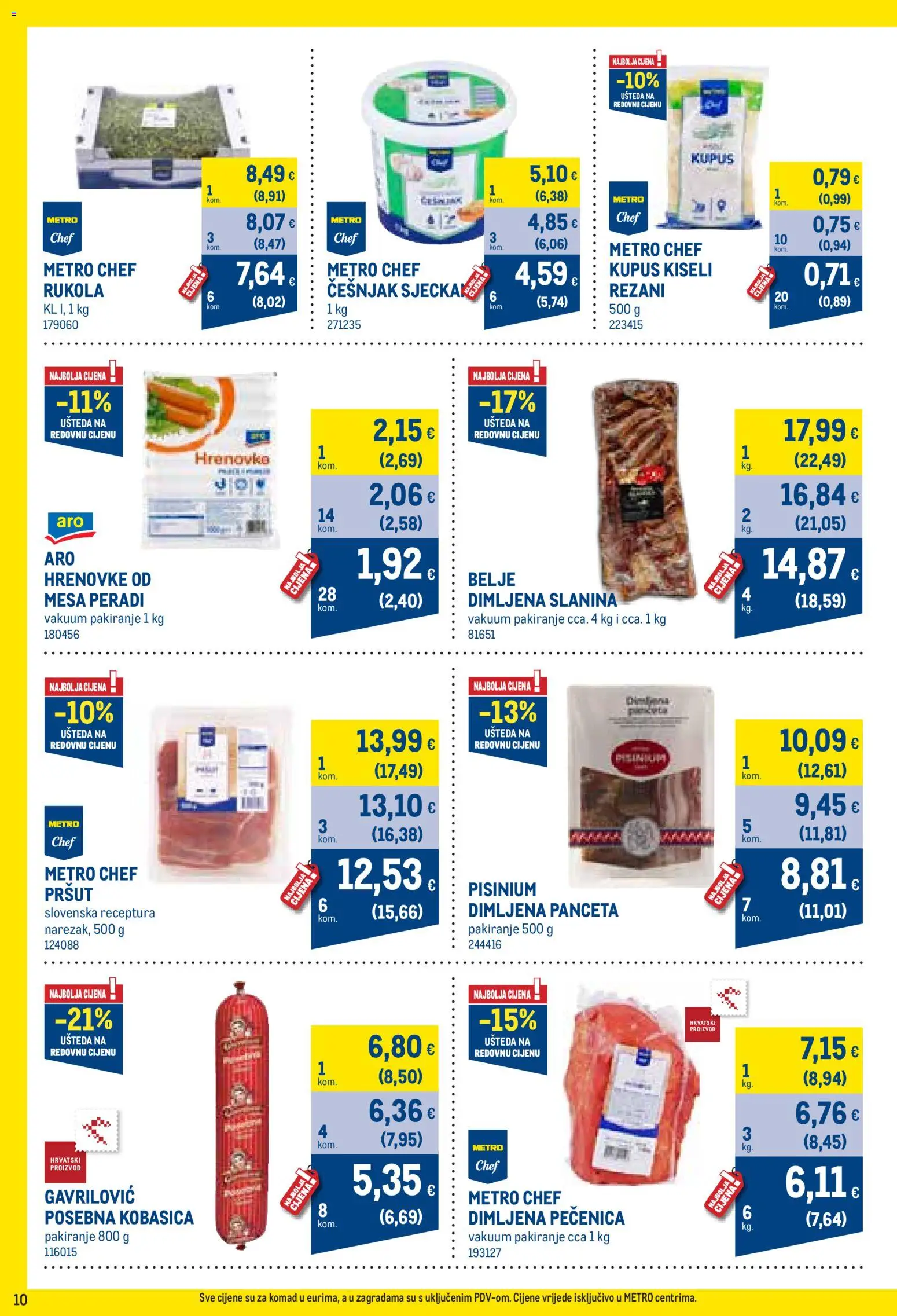 Metro katalog | vrijedi od 02.11.2026 | Stranica: 10 | Proizvodi: Hrenovke, Pršut, Rukola, Slanina