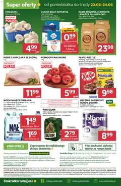 Pogląd oferty "Stokrotka gazetka" - ważna od 18.06.2026 | Strona: 48 | Produkty: Piwo żubr, Pomidory malinowe, Cukier biały, Cukier