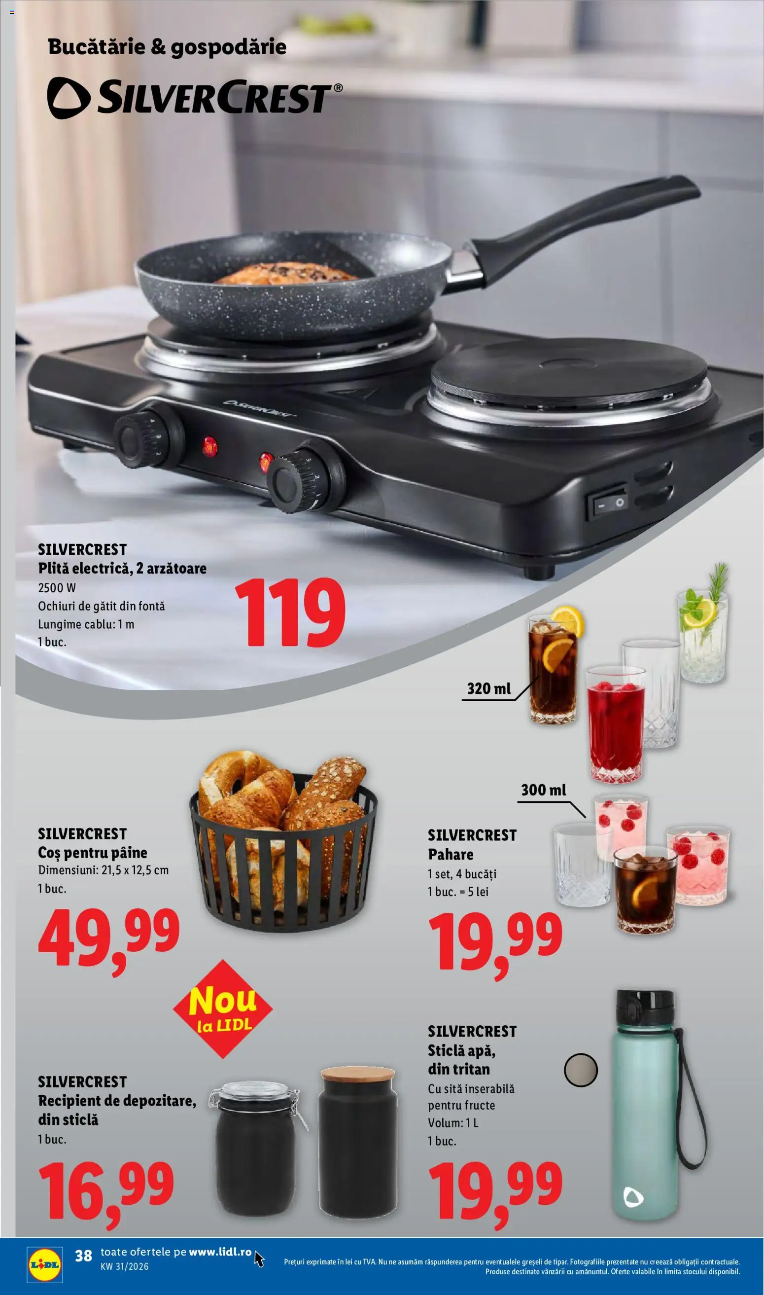 Noul catalog Lidl – valabil de la 27.07.2026 | Pagină: 38 | Produse: Cablu, Pahare, Coș, Fructe