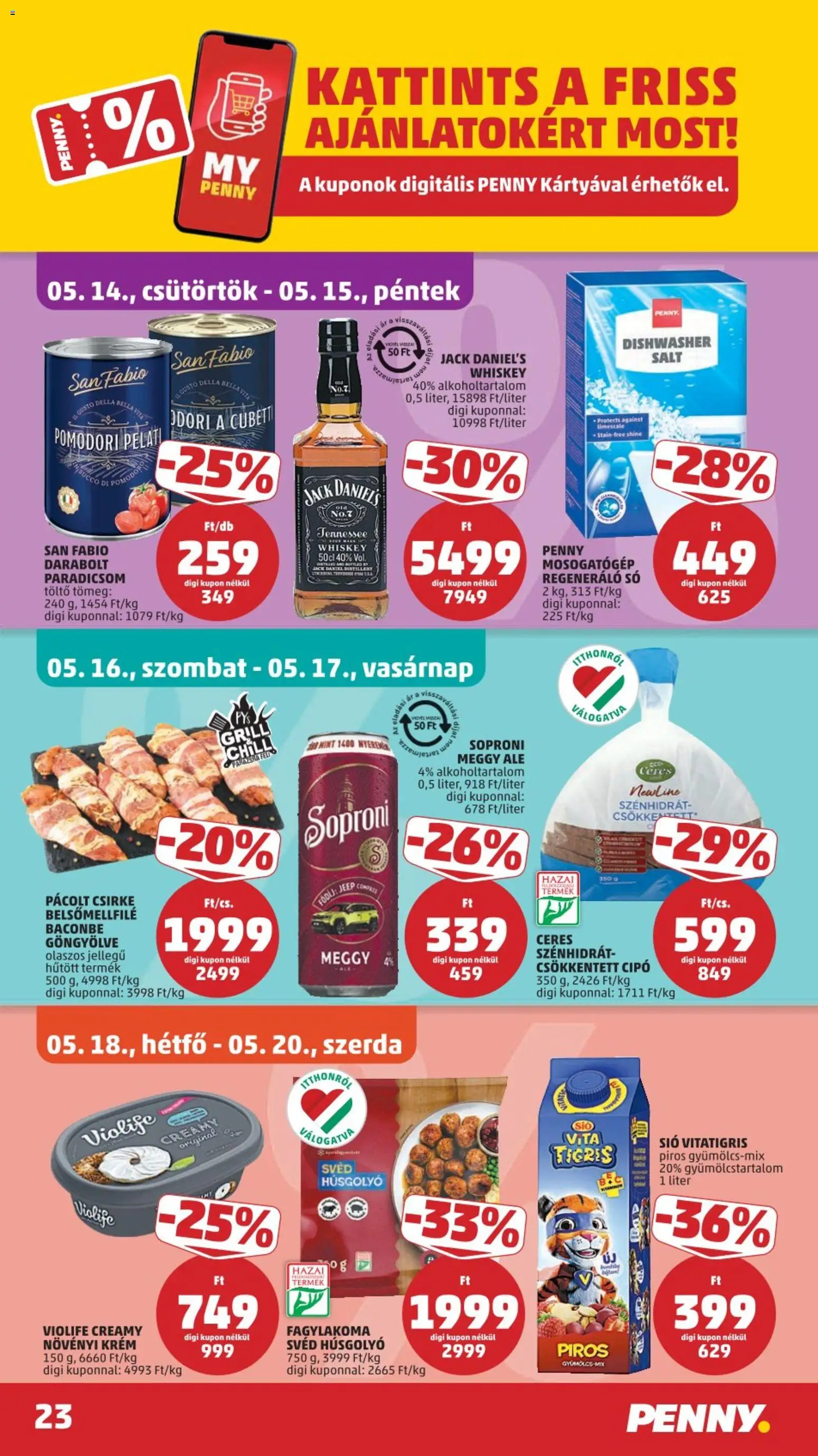 PENNY akciós ujság - amely érvényes a következő dátumtól: 14.05.2026 | Oldal: 27 | Termékek: Mosogatógép, Grill, Meggy, Vegán