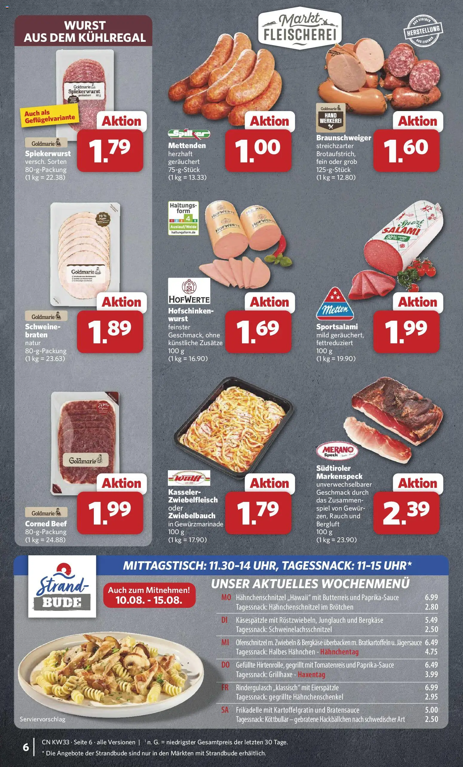 Combi Prospekt – gültig ab 10.08.2026 | Seite: 6 | Produkte: Rindergulasch, Hahnchen, Hahnchenschenkel, Wurst
