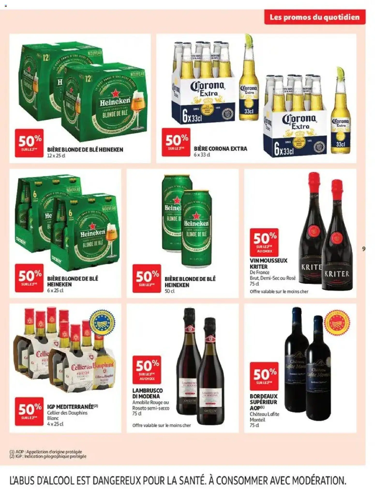 {H1} | Page: 9 | Produits: Bière blonde, Lambrusco, Mousseux, Blé