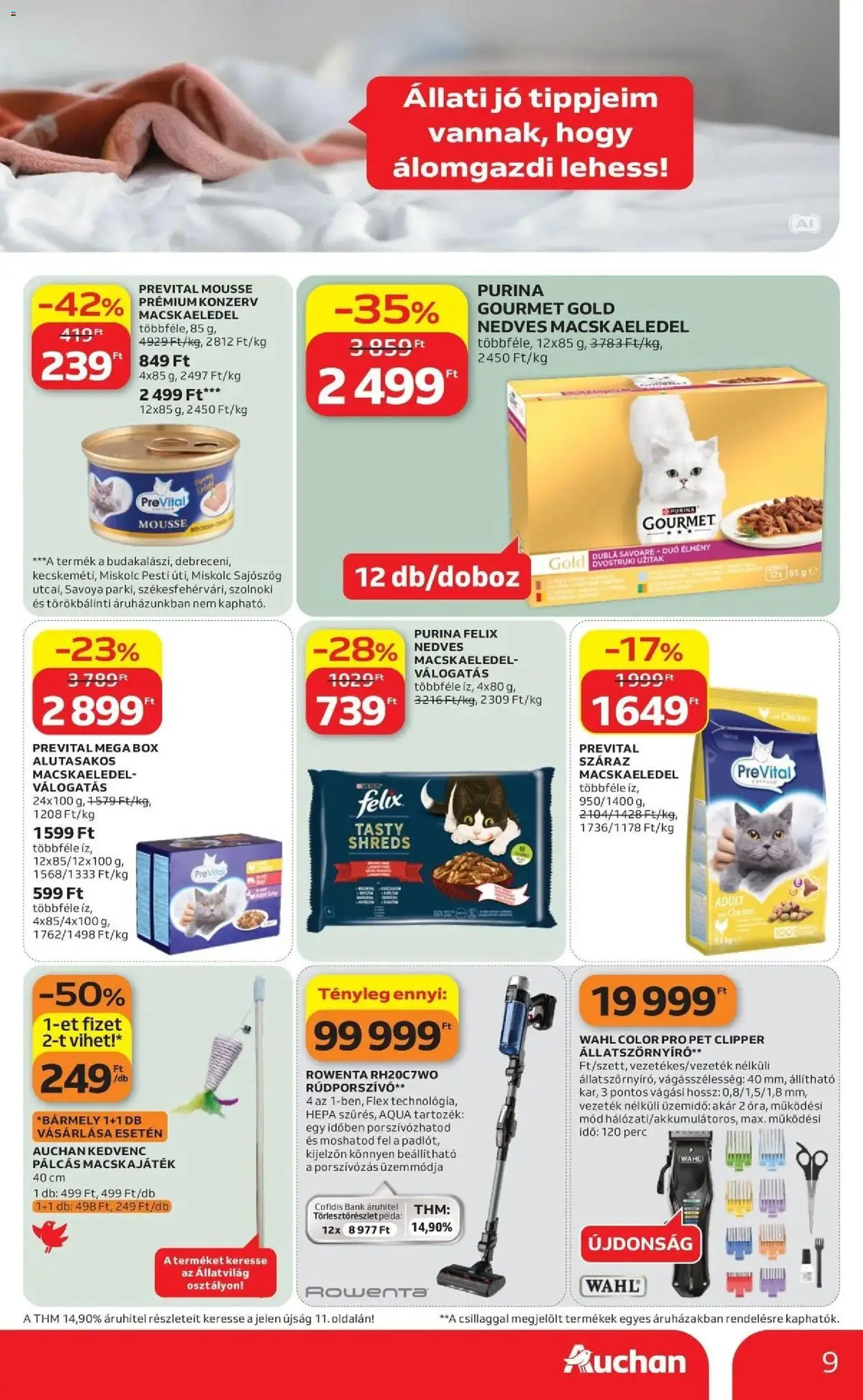Auchan akciós újság Szolnok - 2026.09.10. -tól/töl > akció, lapozható szórólap 🛍️ | Oldal: 9 | Termékek: Játék, Macskaeledel, Felix, Purina