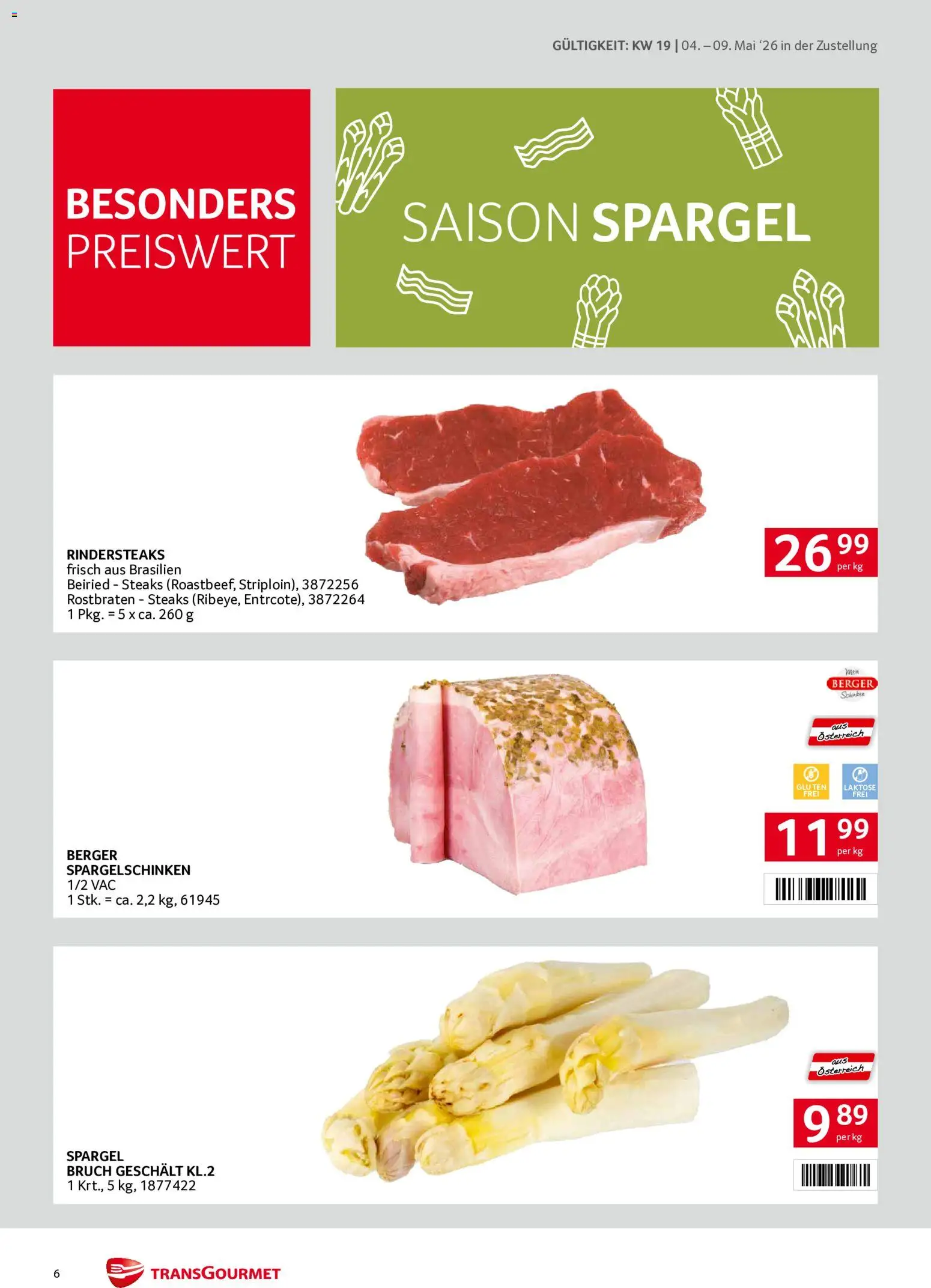 Transgourmet Zustellaktion gültig ab 04.05.2026 | Seite: 6 | Produkte: Schinken