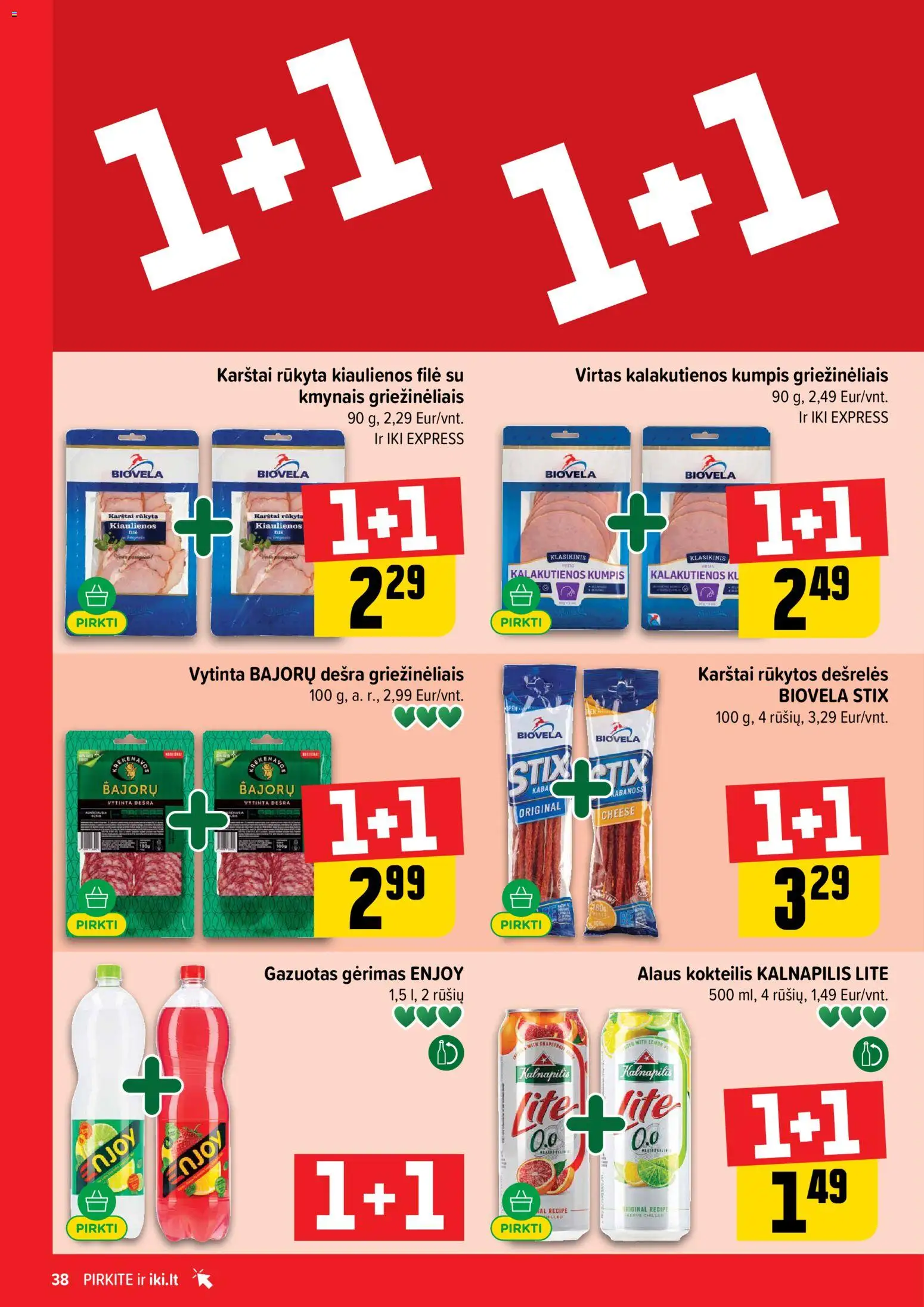 IKI akcijos nuo 2026.07.13 | Puslapis: 38 | Prekių: Kiaulienos, Dešrelės, Kumpis, Dešra