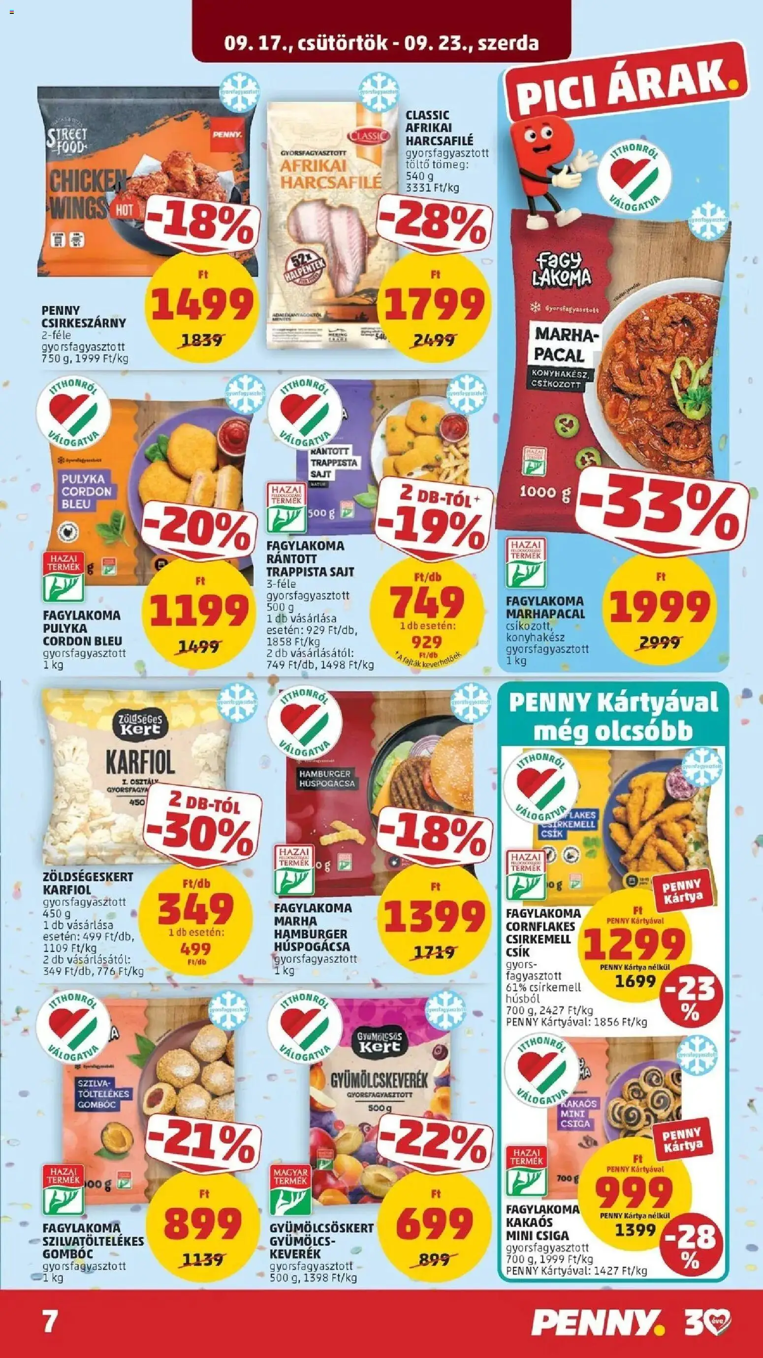 PENNY aktuális akciós újság: 2026.09.17.-tól lapozható | Oldal: 7 | Termékek: Fagylakoma, Gyümölcs, Pacal, Afrikai harcsafilé