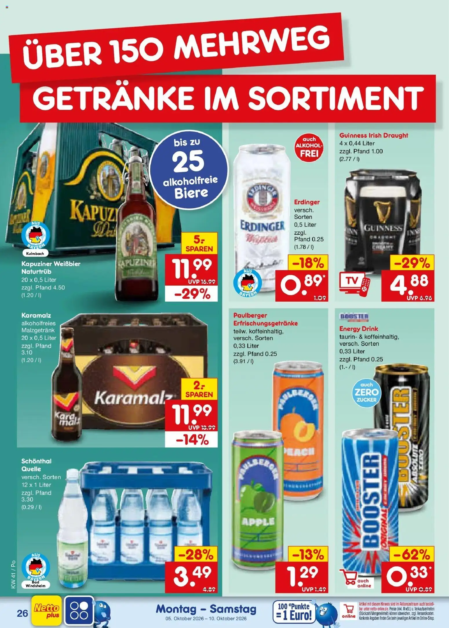 Netto Marken-Discount Prospekt Amberg (ab 05.10.2026) » Angebote | Seite: 30 | Produkte: Erdinger, Energy, Apple, Alkohol