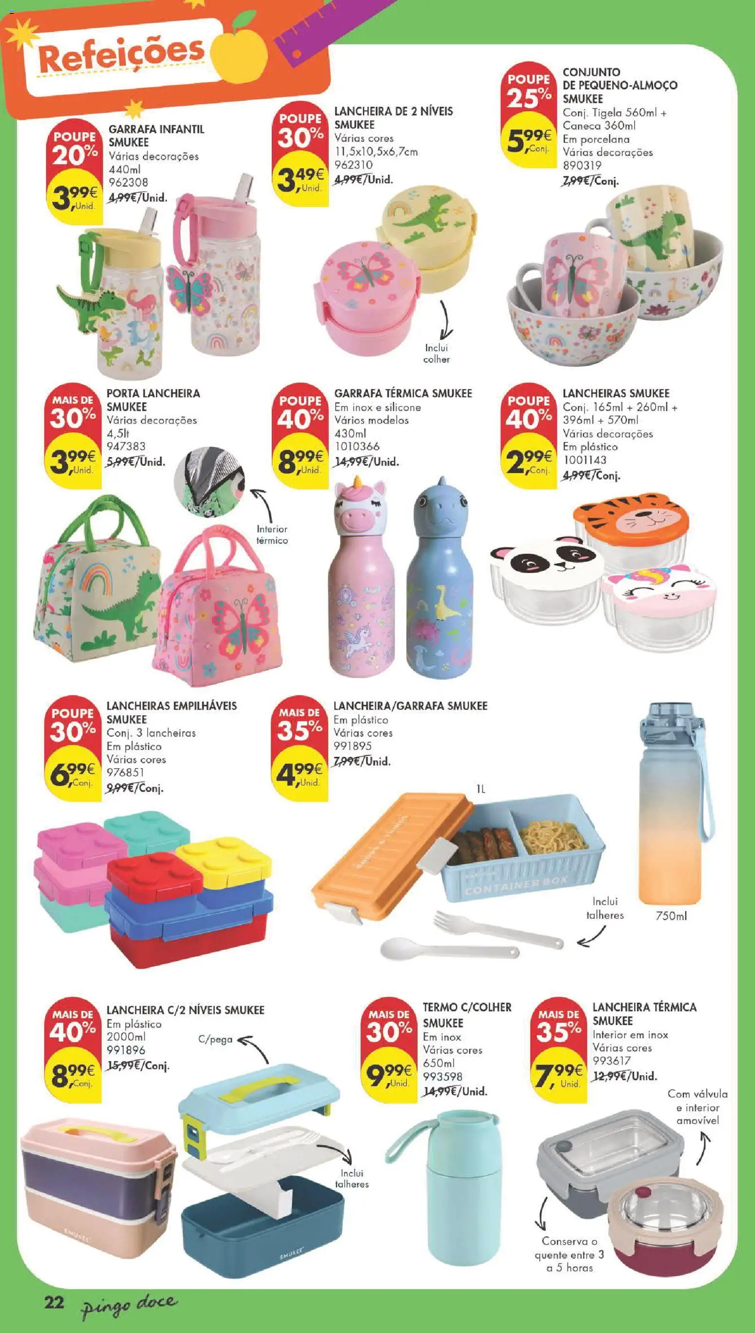 Pingo Doce Regresso às Aulas 2026 Hipers │ válido de 04/08/2026 | Página: 22 | Produtos: Talheres, Garrafa térmica, Tigela, Caneca