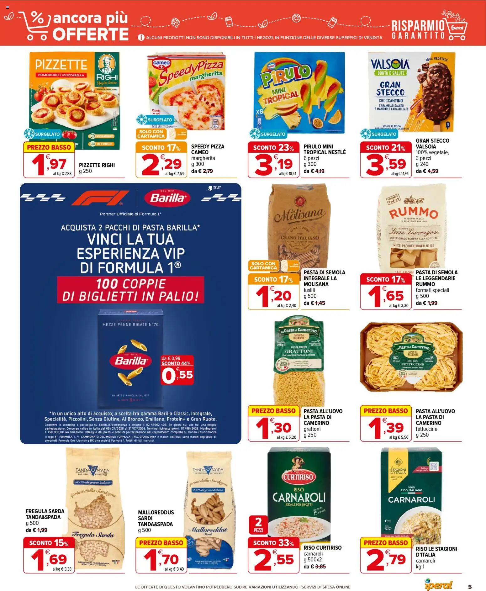 Volantino Iperal del 01/07/2026 | Pagina: 5 | Prodotti: Pizza, Mozzarella, Pasta, Forno