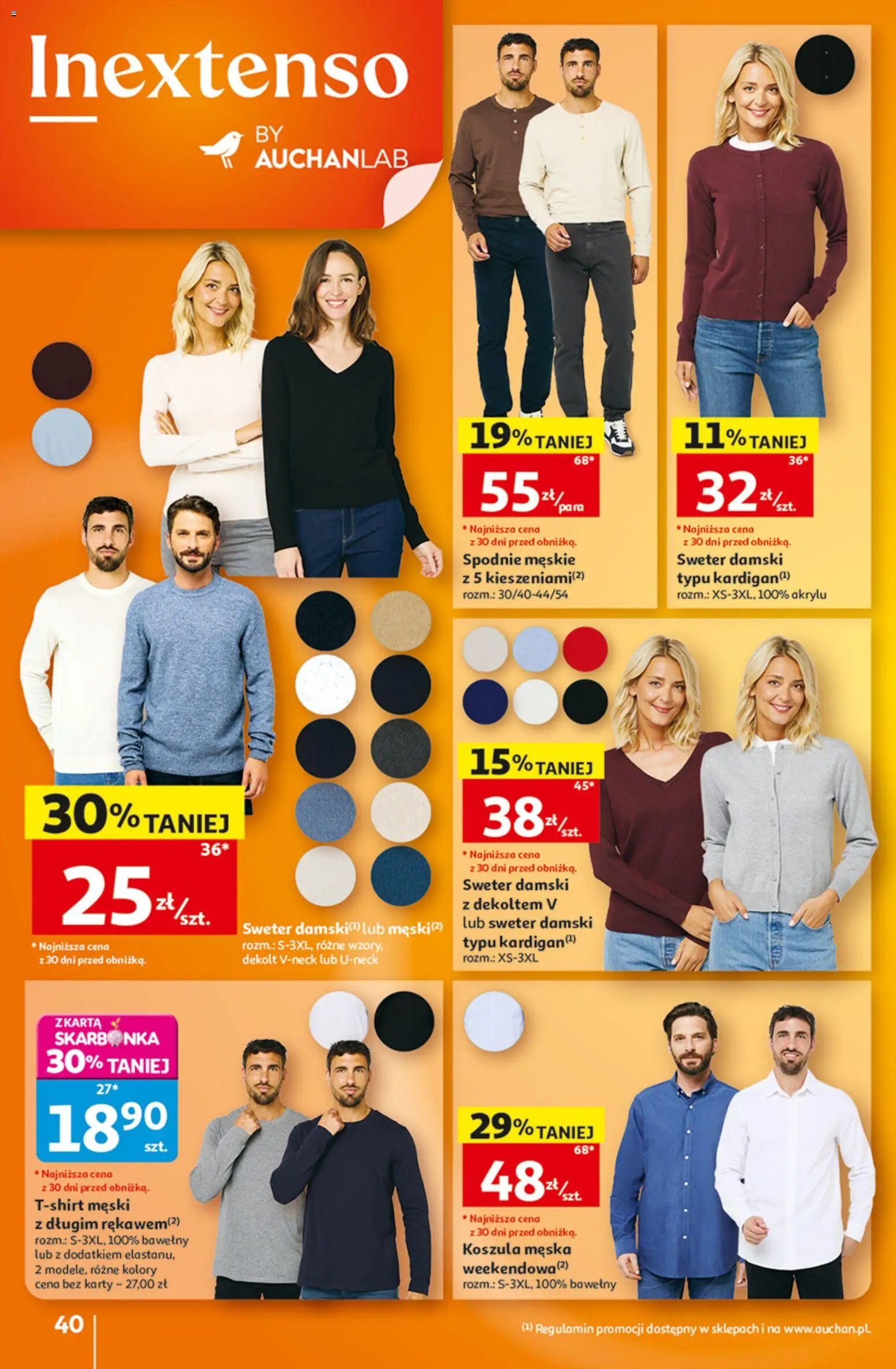 Auchan gazetka - 30 Lat Hipermarket od 27.08.2026 | Strona: 40 | Produkty: Koszula, Sweter, Spodnie