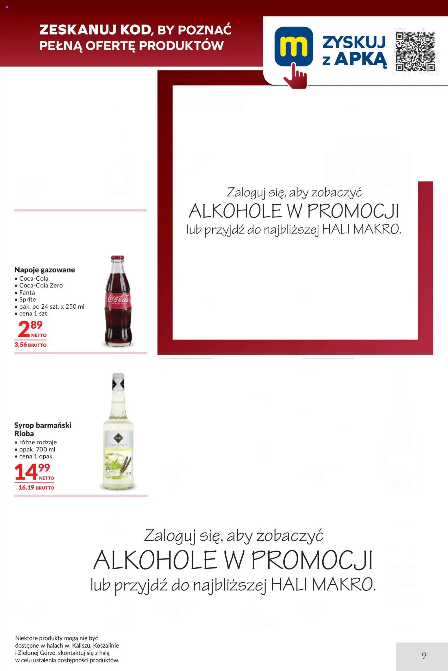 Makro gazetka - Oferta dla gastronomii od 26.05.2026 | Strona: 9 | Produkty: Syrop, Sprite, Coca cola, Syrop barmański