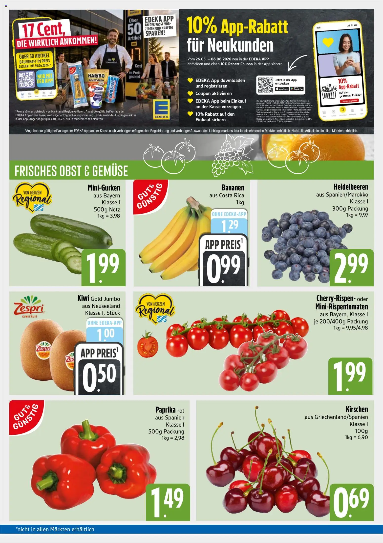E xpress Prospekt – gültig ab 26.05.2026 | Seite: 3 | Produkte: Bananen, Heidelbeeren, Gemüse, Obst