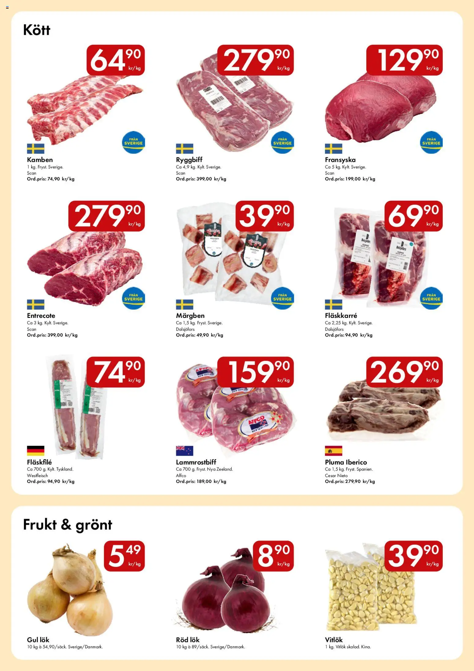 Snabbgross reklamblad aktuell från 07/09/2026 | Sida: 2 | Produkter: Frukt, Gul lök, Vitlök, Kött